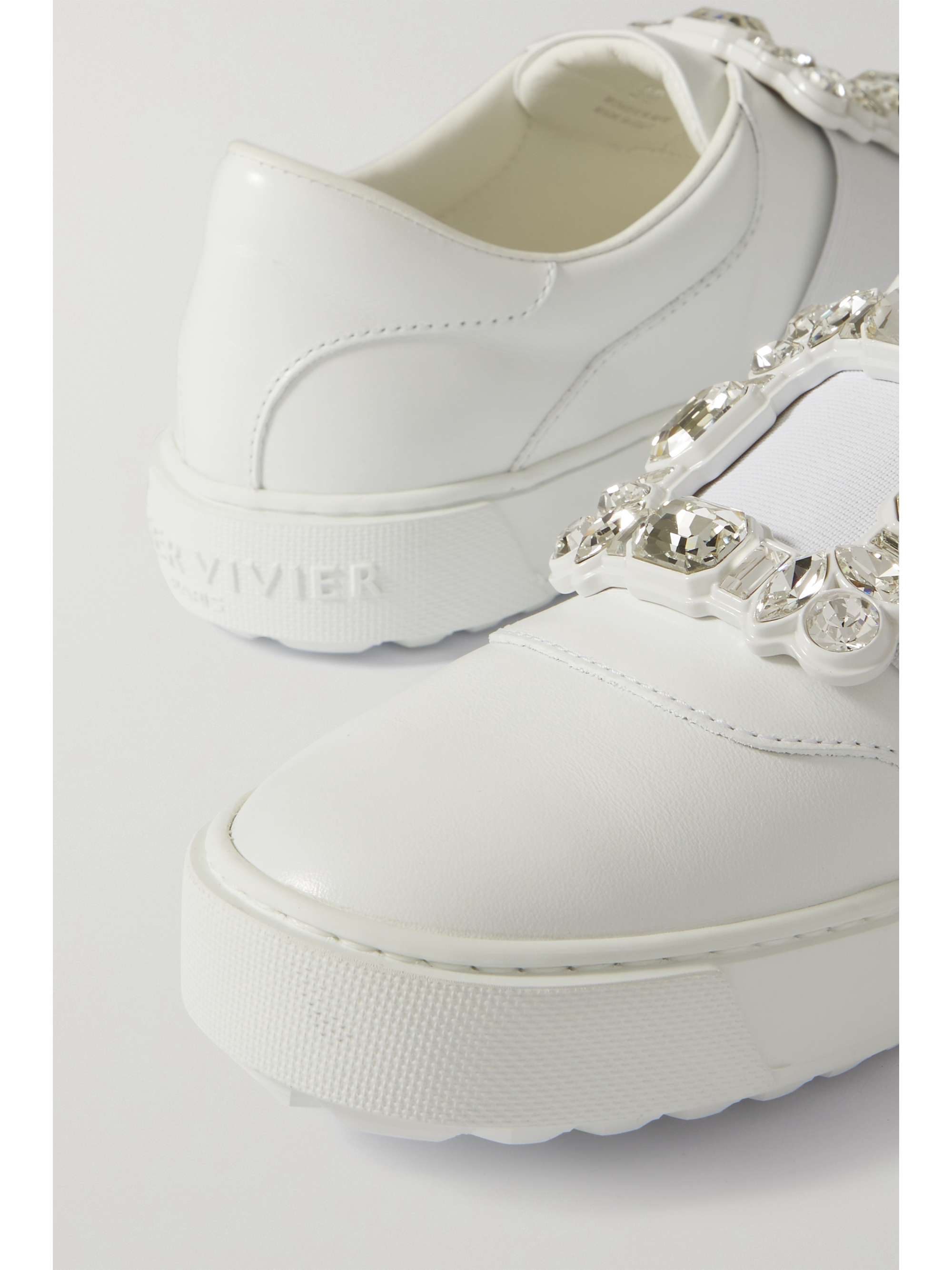ROGER VIVIER Viv Golf crystal-embellished buckled leather sneakers