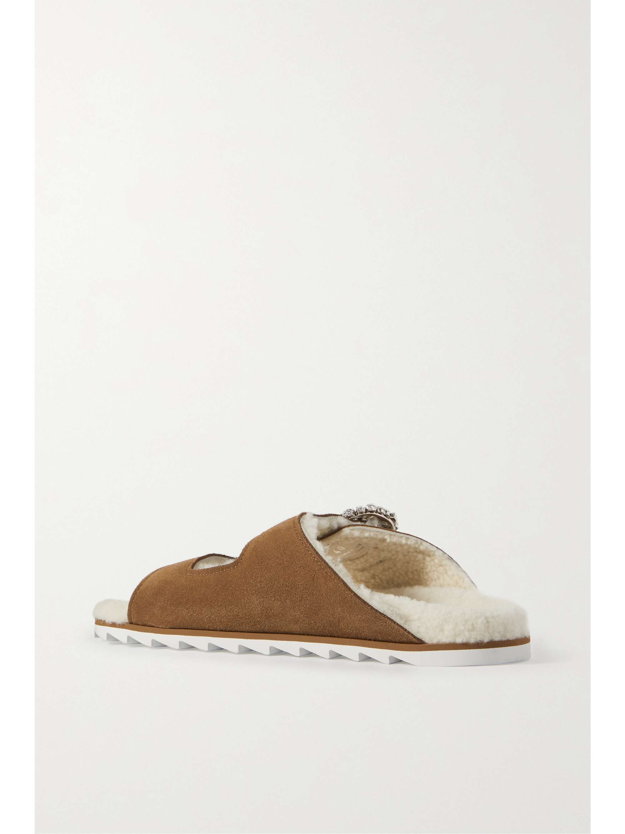 ROGER VIVIER Slidy Viv crystal-embellished shearling slides