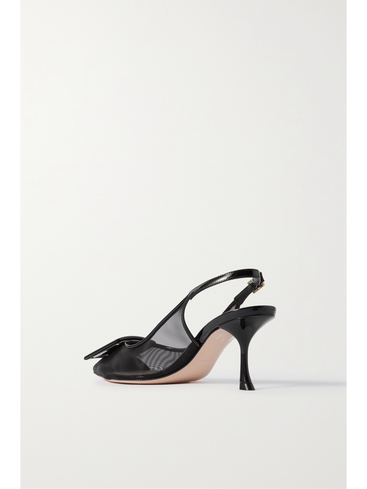 Shop Roger Vivier Viv' In The City Patent Leather-trimmed Mesh Slingback Pumps In Black