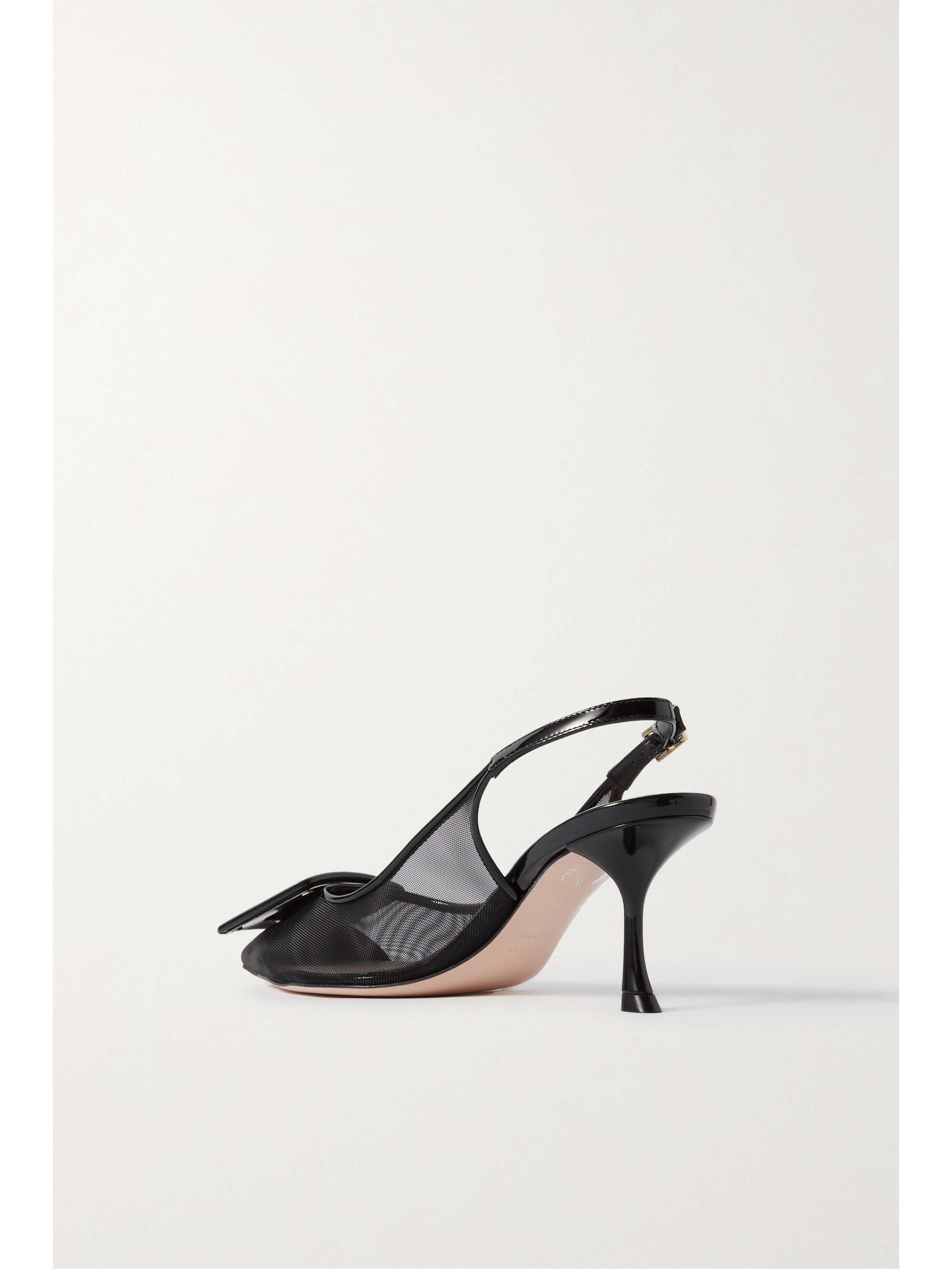 ROGER VIVIER Viv' In The City patent leather-trimmed mesh slingback pumps