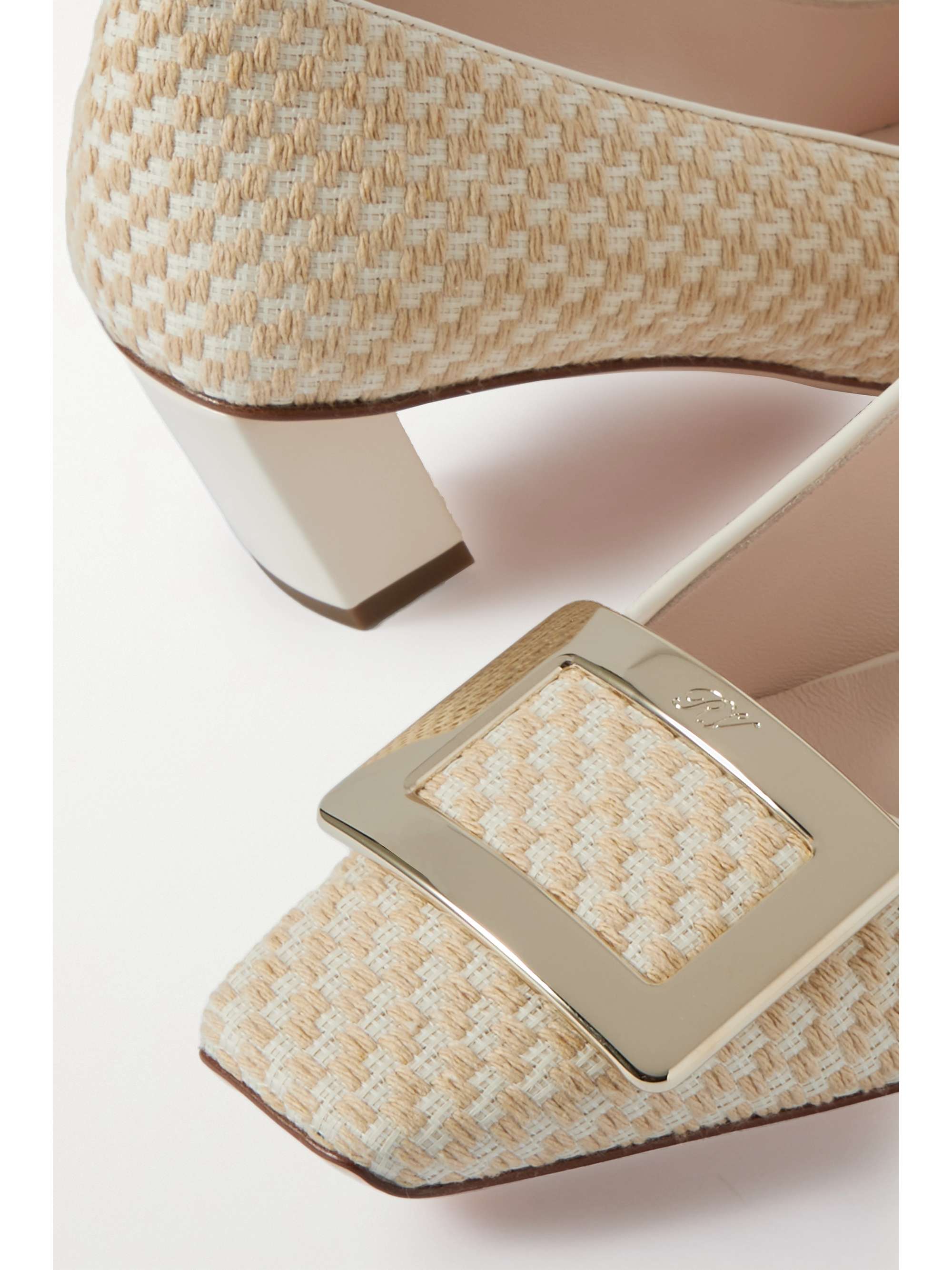 ROGER VIVIER Belle Vivier leather-trimmed bouclé-tweed pumps