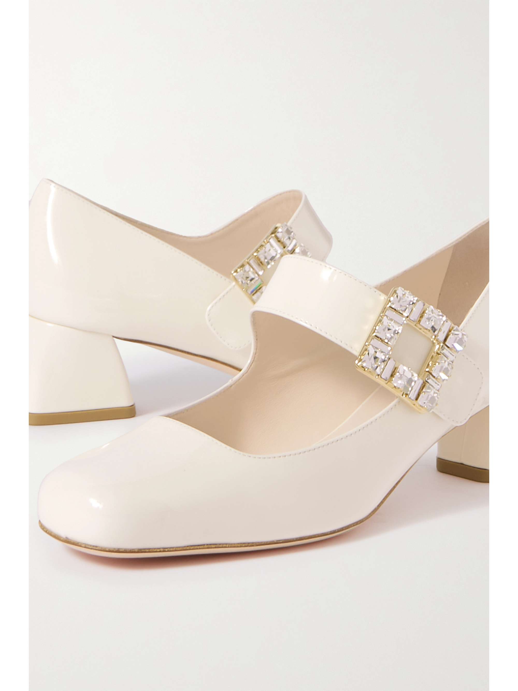 ROGER VIVIER Très Vivier crystal-embellished patent-leather Mary Jane pumps