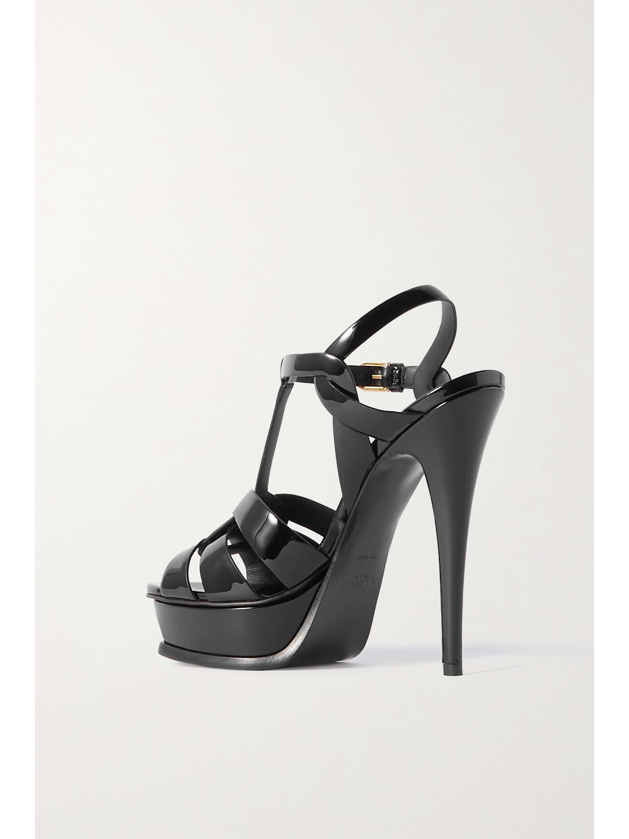 SAINT LAURENT Tribute woven patent-leather platform sandals | NET-A-PORTER