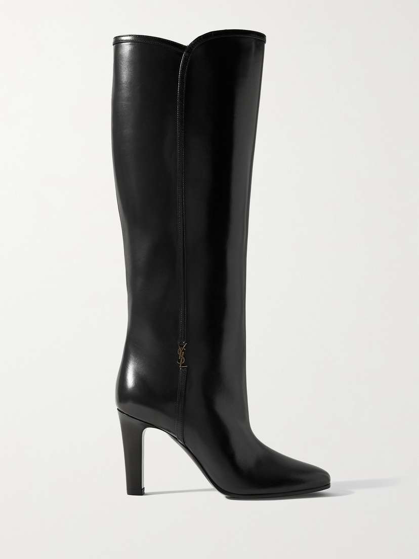 Saint Laurent Jane Embellished Leather Knee Boots