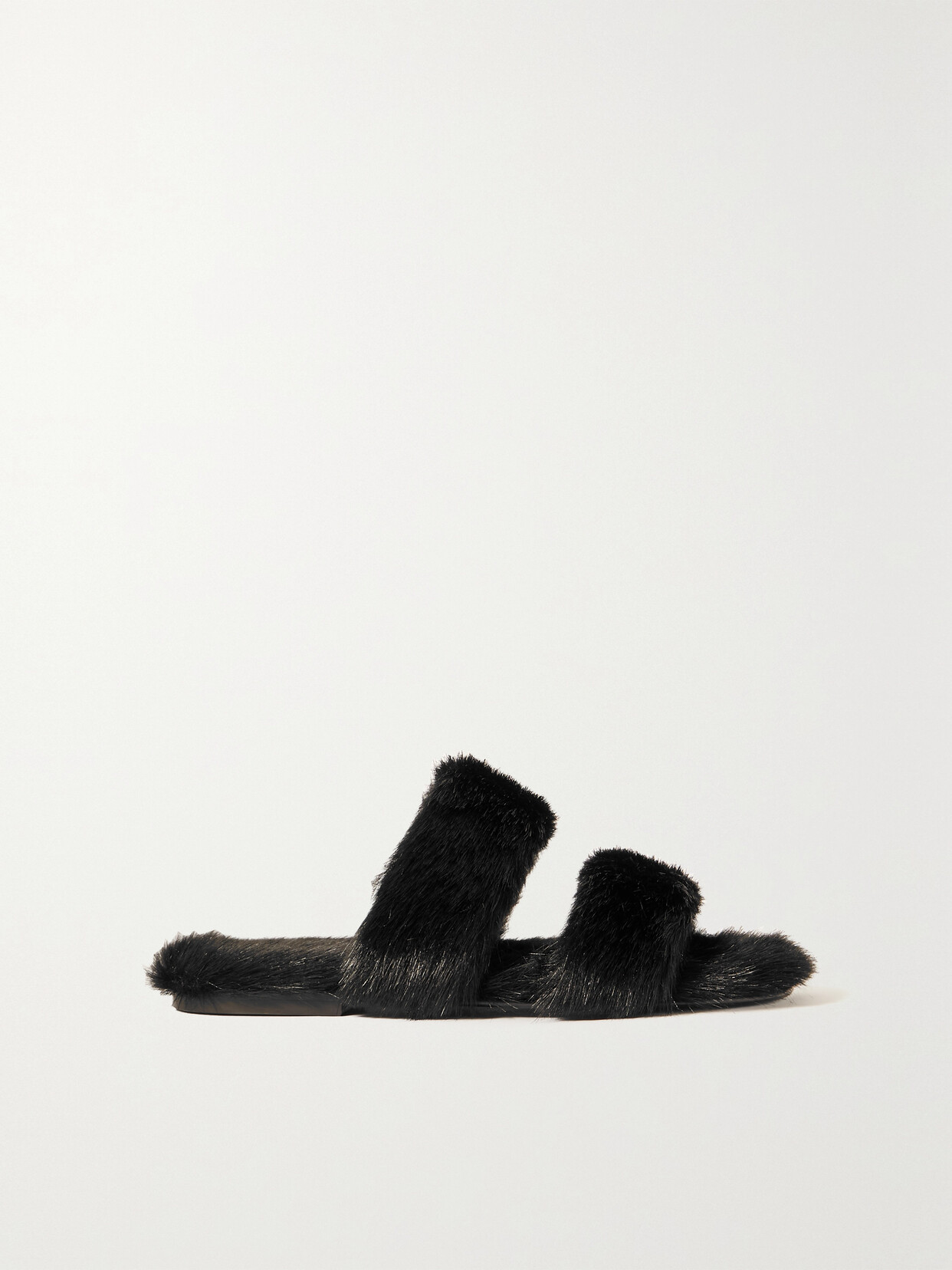 SAINT LAURENT - Bleach Faux Fur Slides - Black