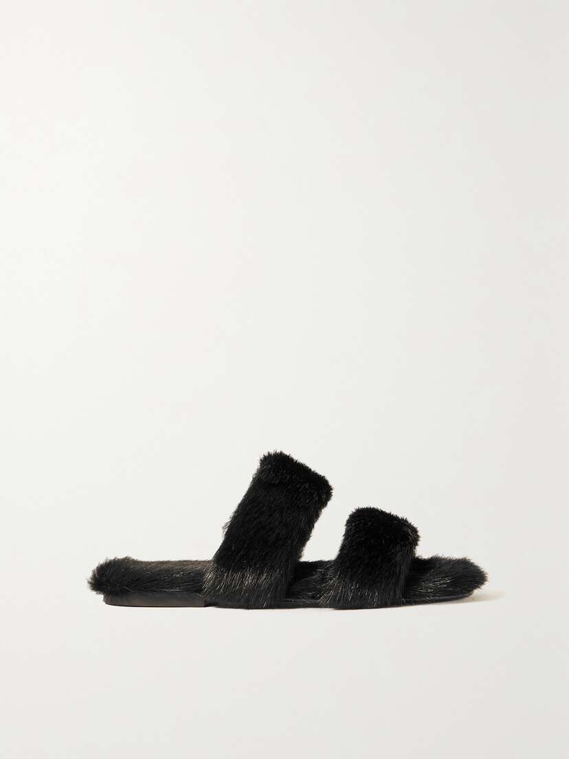 SAINT LAURENT Bleach Faux Fur Slides