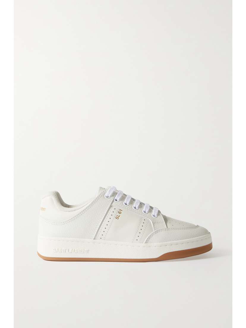 Saint Laurent Sl61 Logo-print Smooth And Textured-leather Sneakers