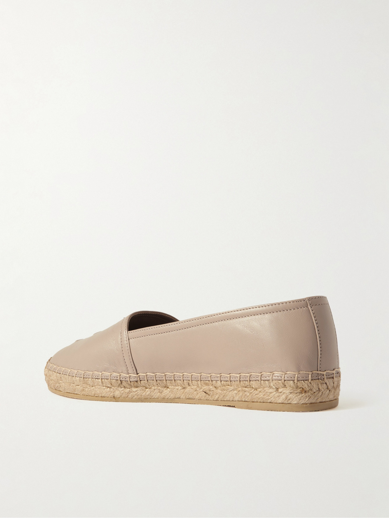 Shop Saint Laurent Logo-embossed Leather Espadrilles In Ivory