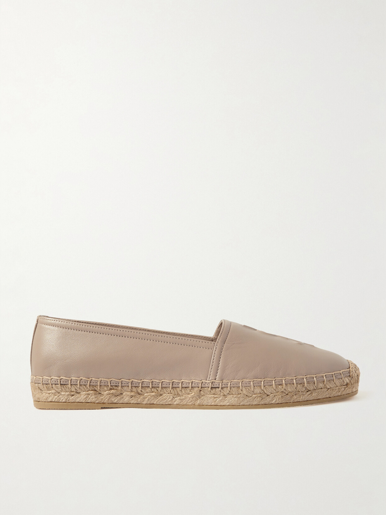 Shop Saint Laurent Logo-embossed Leather Espadrilles In Ivory