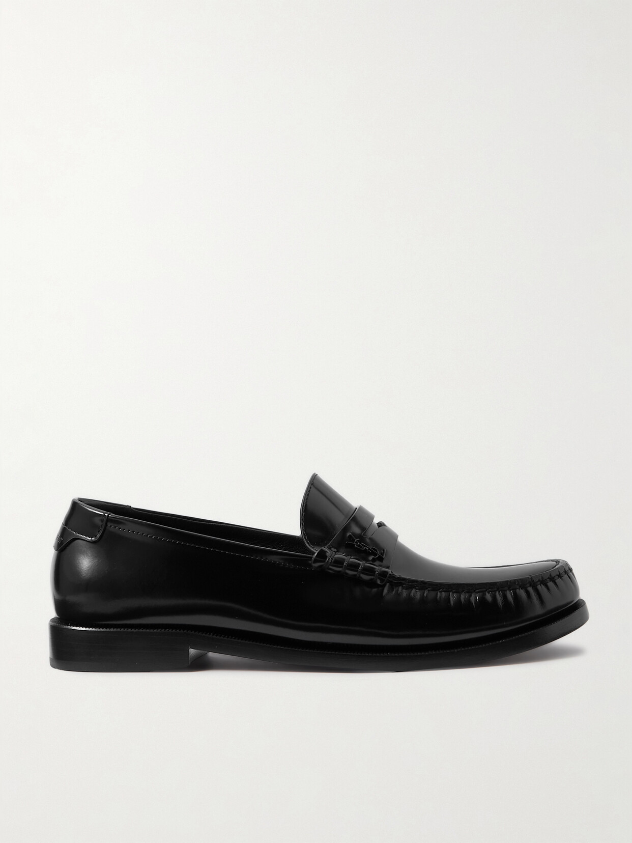 Saint Laurent Glossed-leather Loafers In Black