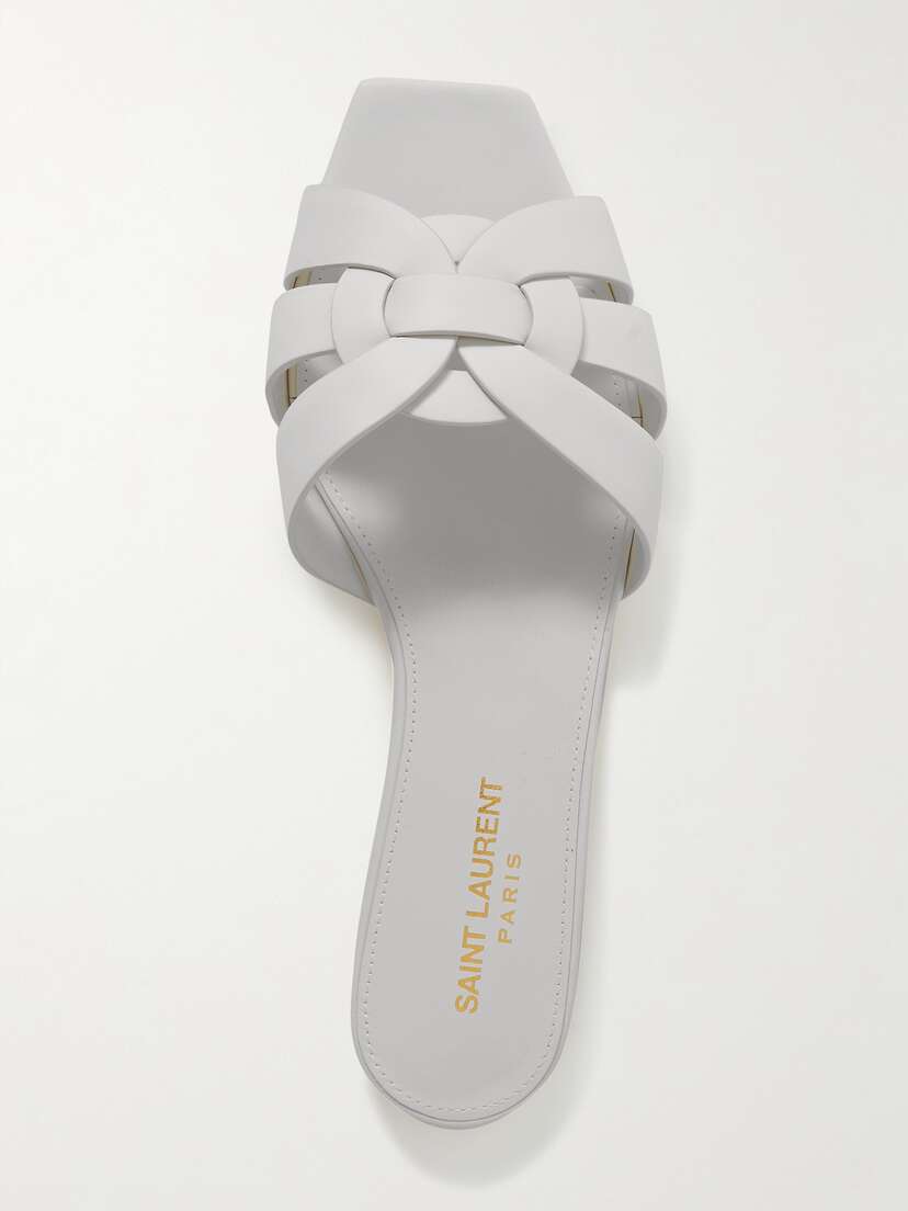 Saint Laurent Tribute Woven Leather Slides