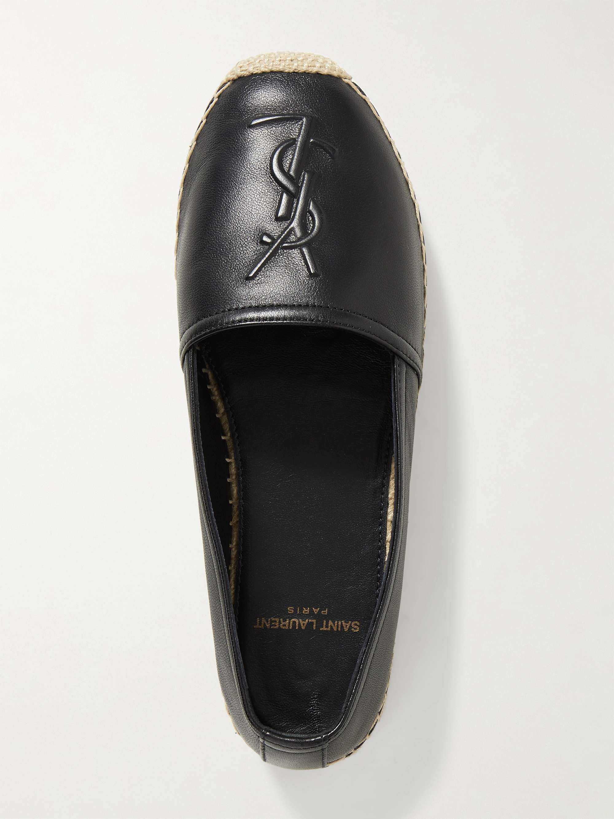 Monogrammed Leather Espadrilles in Black - Saint Laurent