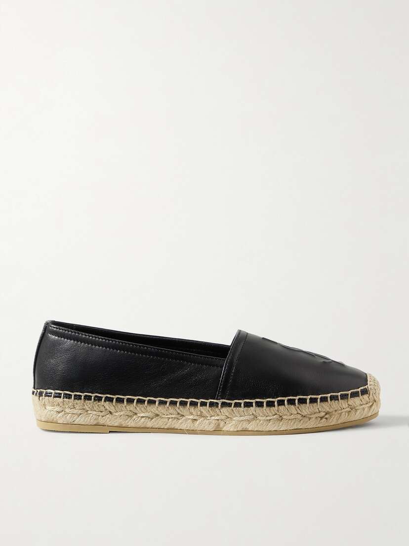 Saint Laurent Cassandre Logo-embossed Leather Espadrilles