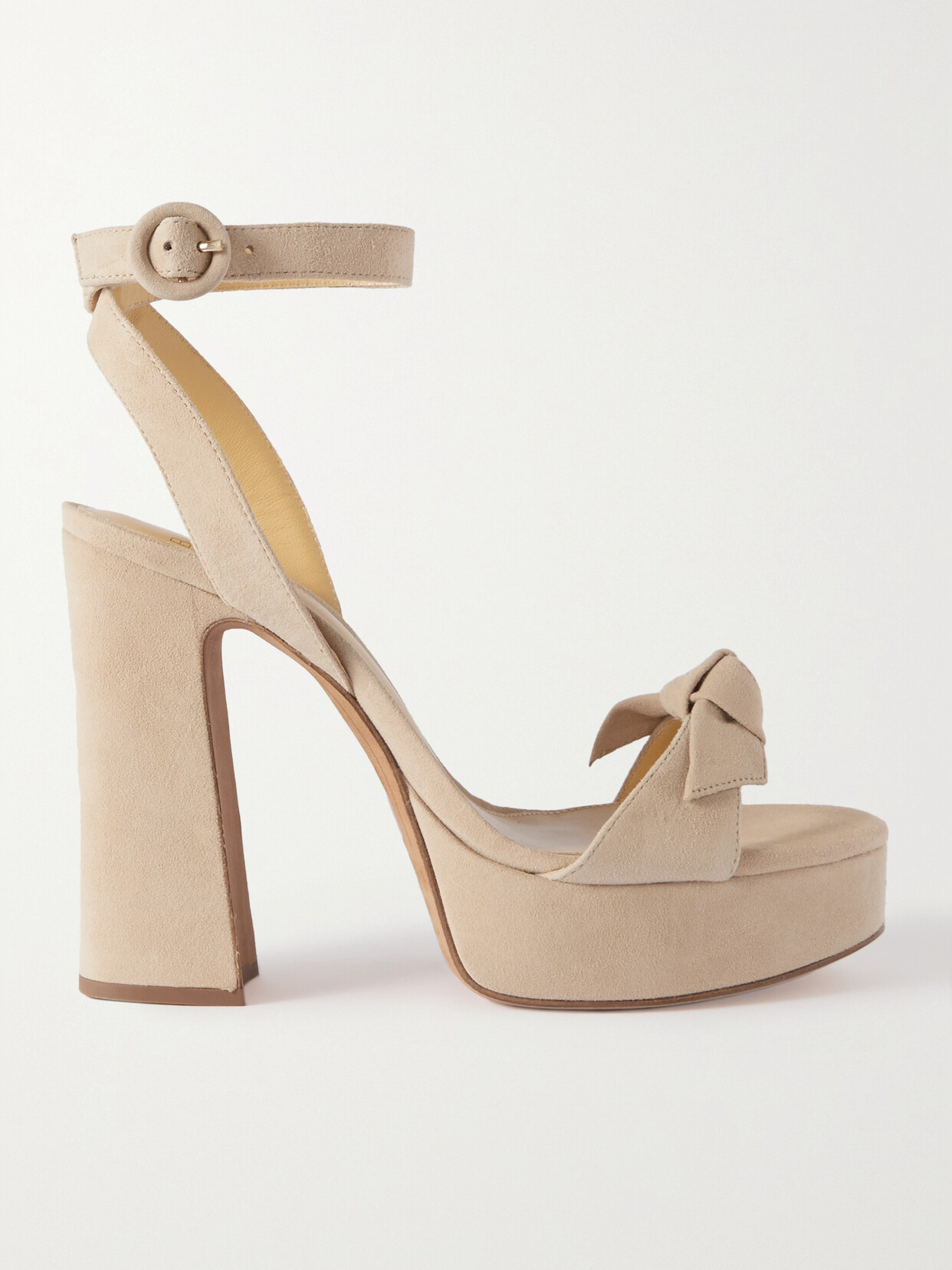 Alexandre Birman - Clarita Curve Bow-embellished Suede Platform Sandals - Neutrals