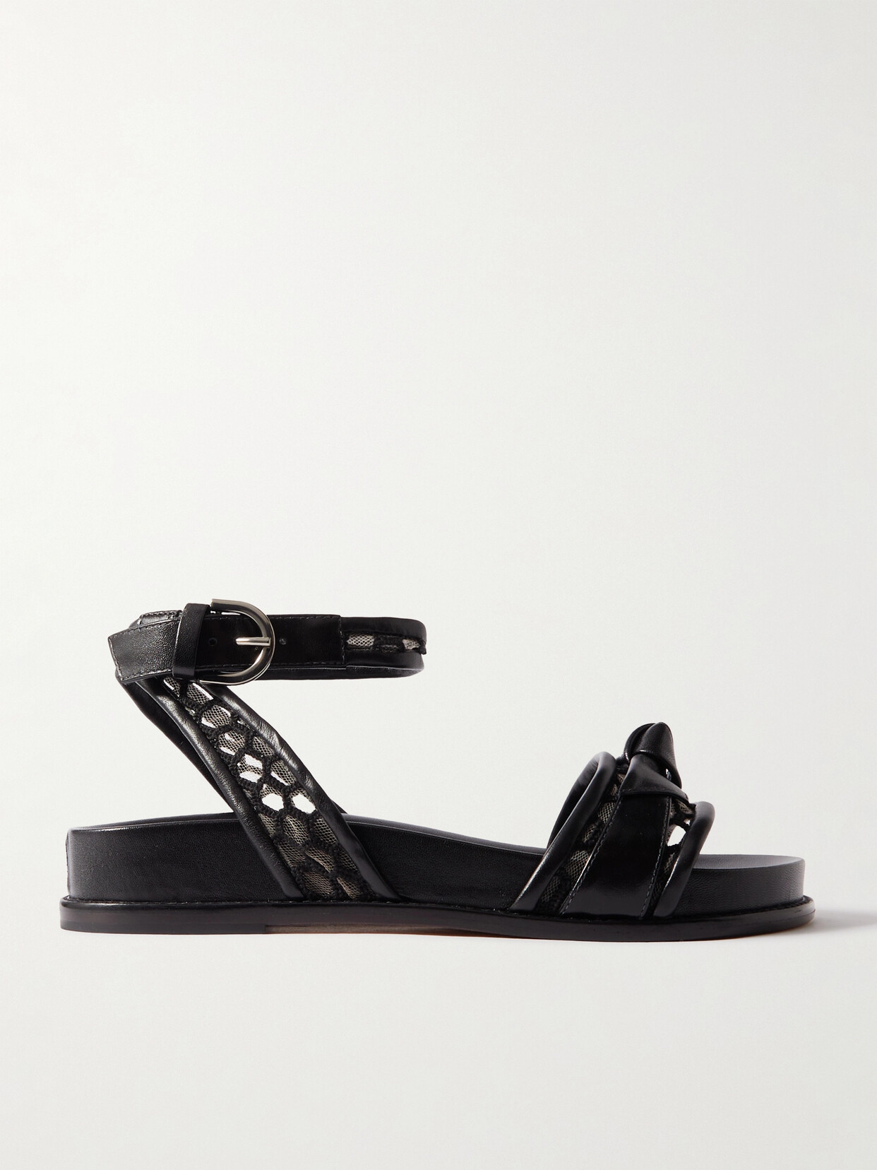 Alexandre Birman - Clarita Bow-detailed Lace-trimmed Leather Sandals - Black