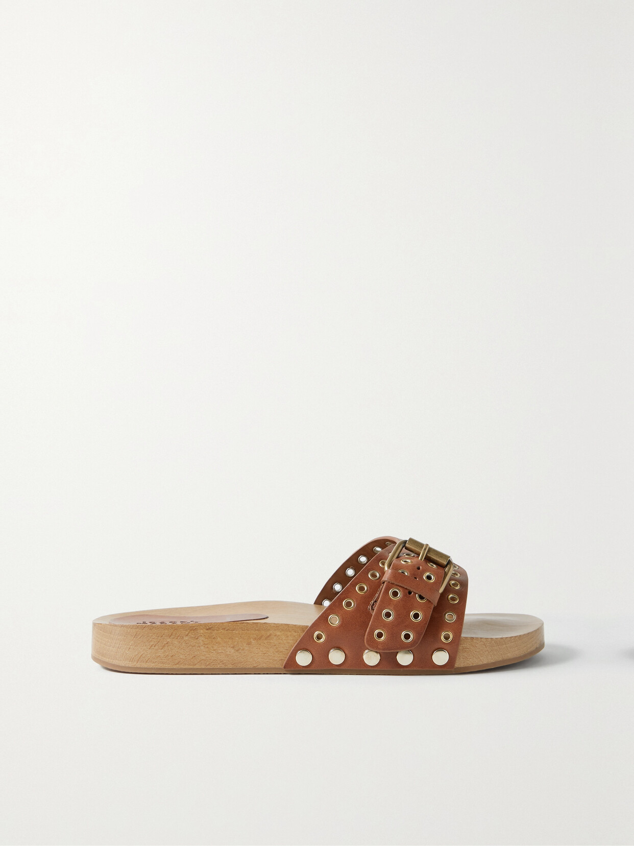 Isabel Marant - Jaso Embellished Leather Slides - Brown