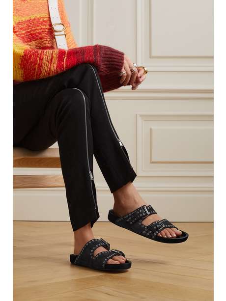 isabel marant lennyo studded suede slide sandals