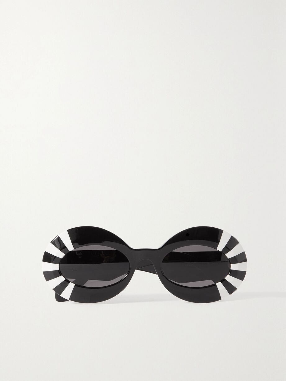 Oversized oval-frame striped acetate sunglasses, Loewe