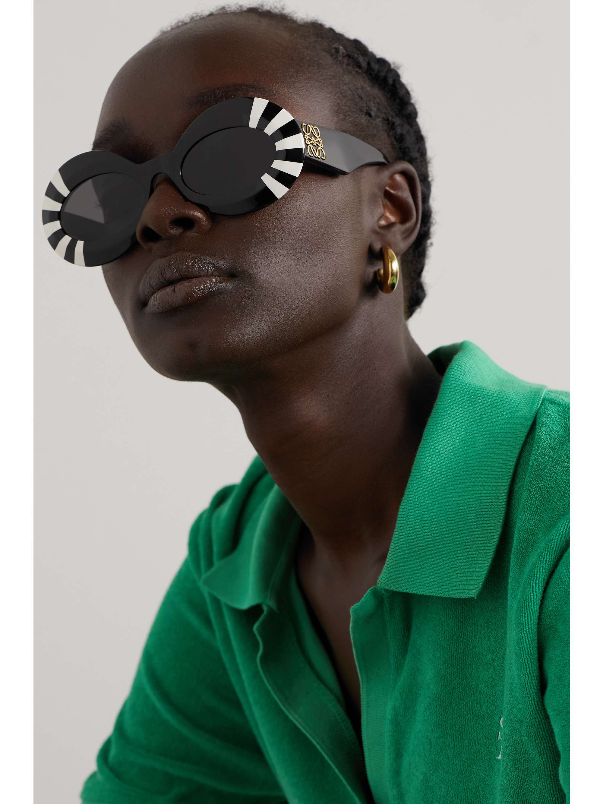 LOEWE EYEWEAR Oversized ovalframe striped acetate sunglasses NETA