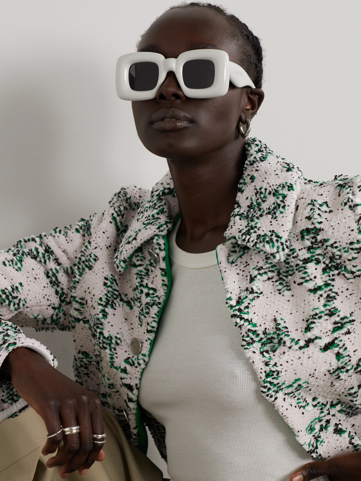 Shop Loewe Inflated Oversized Square-frame Acetate Sunglasses In White