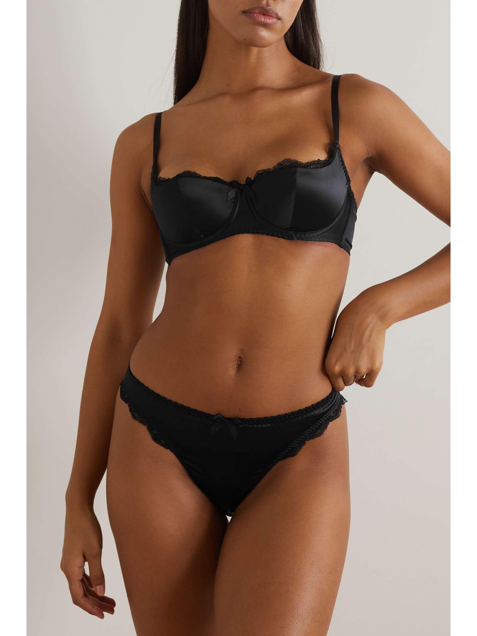 AGENT PROVOCATEUR Solane lace-trimmed satin briefs