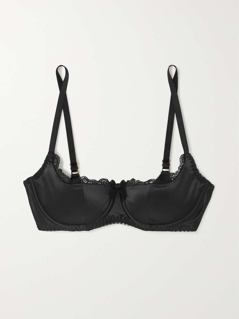 Agent Provocateur Sloane Lace-trimmed Satin Balconette Bra