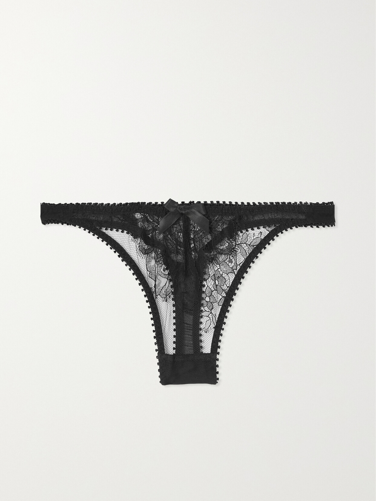 AGENT PROVOCATEUR KIYA BOW-EMBELLISHED LEAVERS LACE THONG