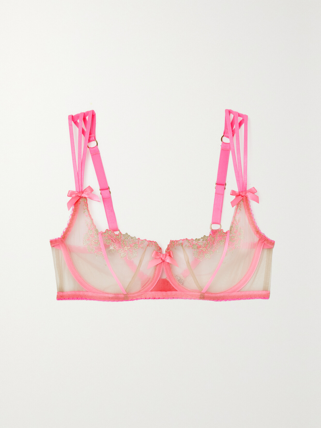 AGENT PROVOCATEUR TESSY SATIN-TRIMMED EMBROIDERED TULLE UNDERWIRED SOFT-CUP BRA