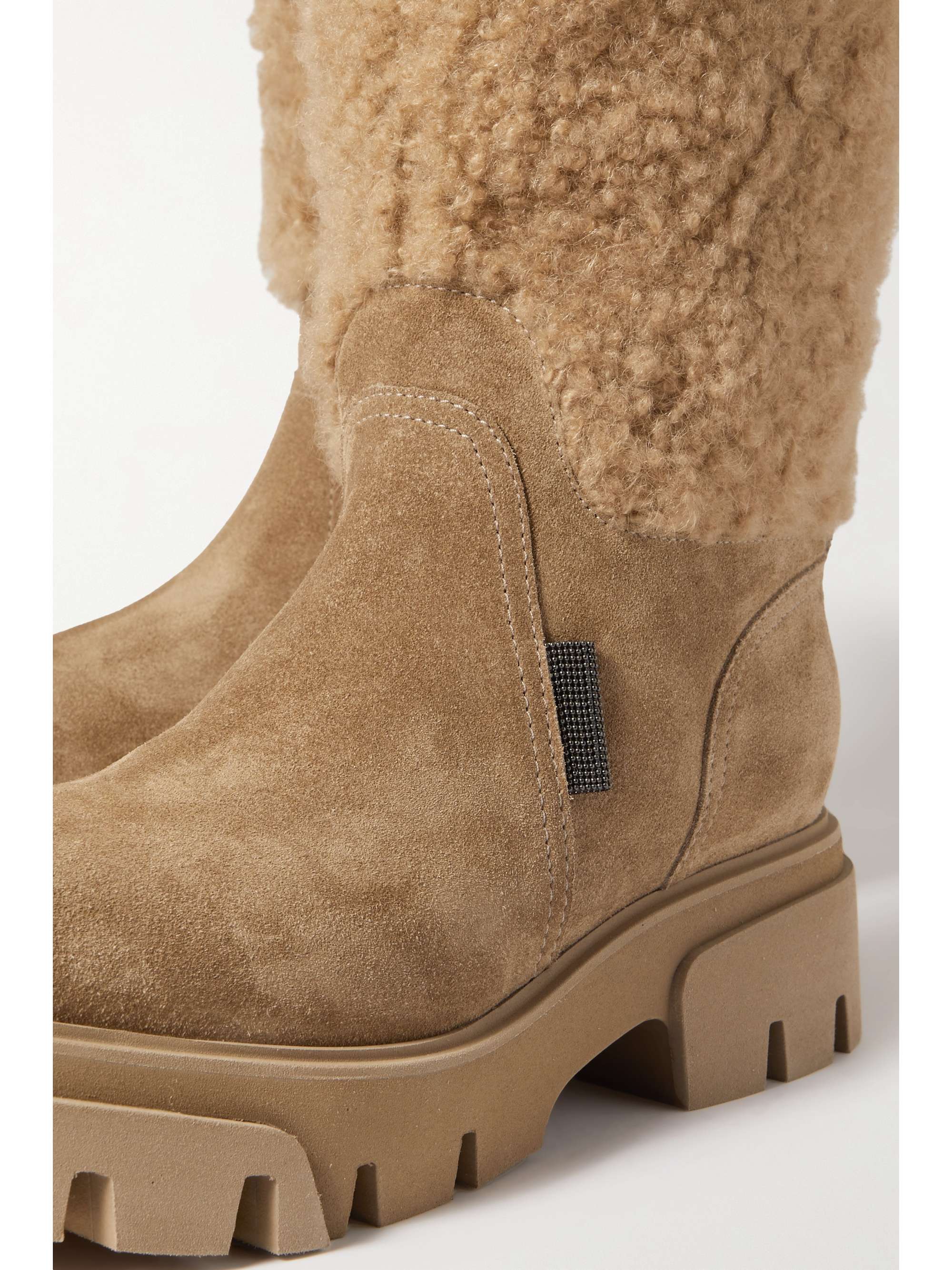 BRUNELLO CUCINELLI Shearling and suede ankle boots