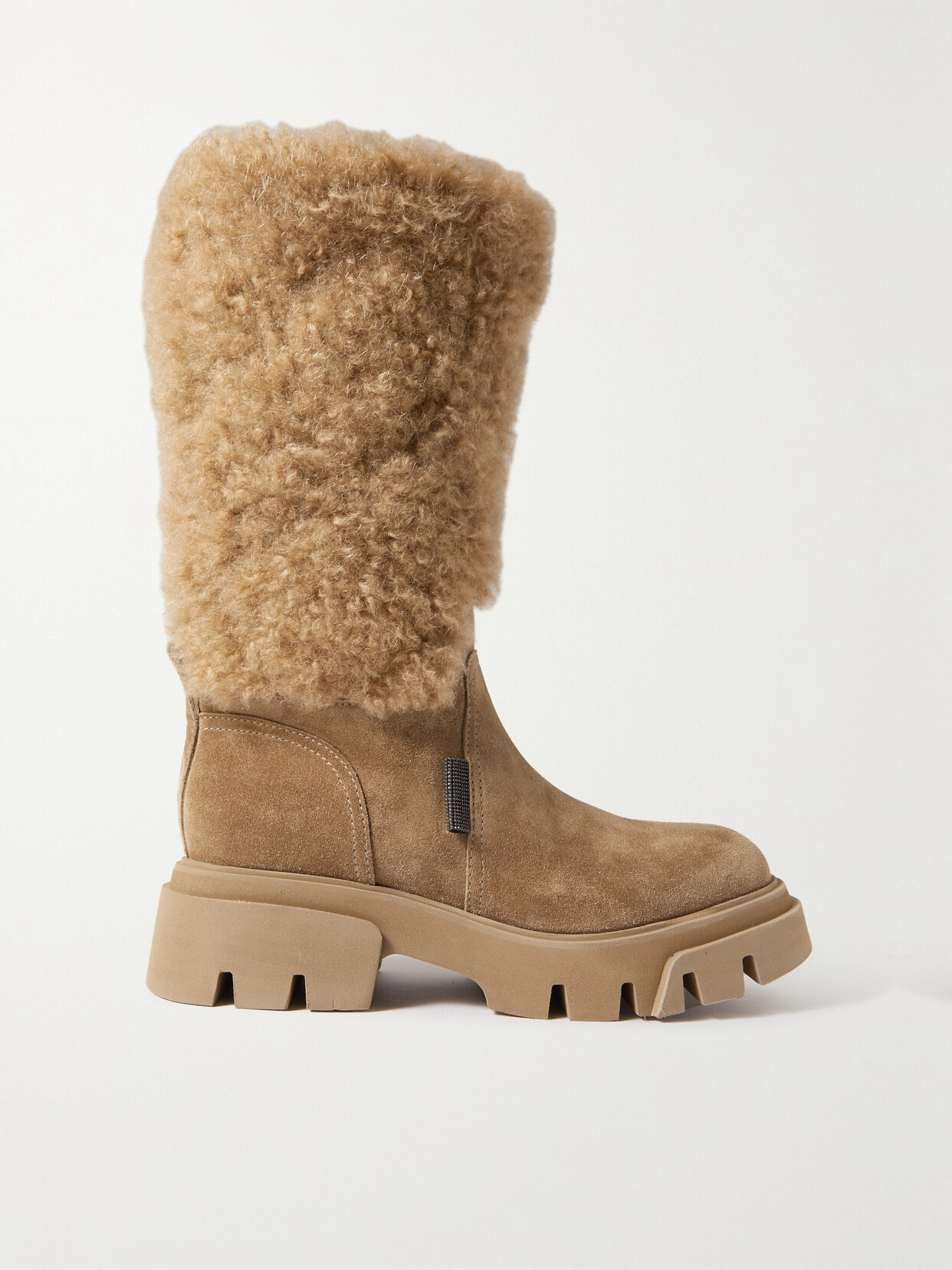 Brunello Cucinelli - Shearling And Suede Ankle Boots - Neutrals