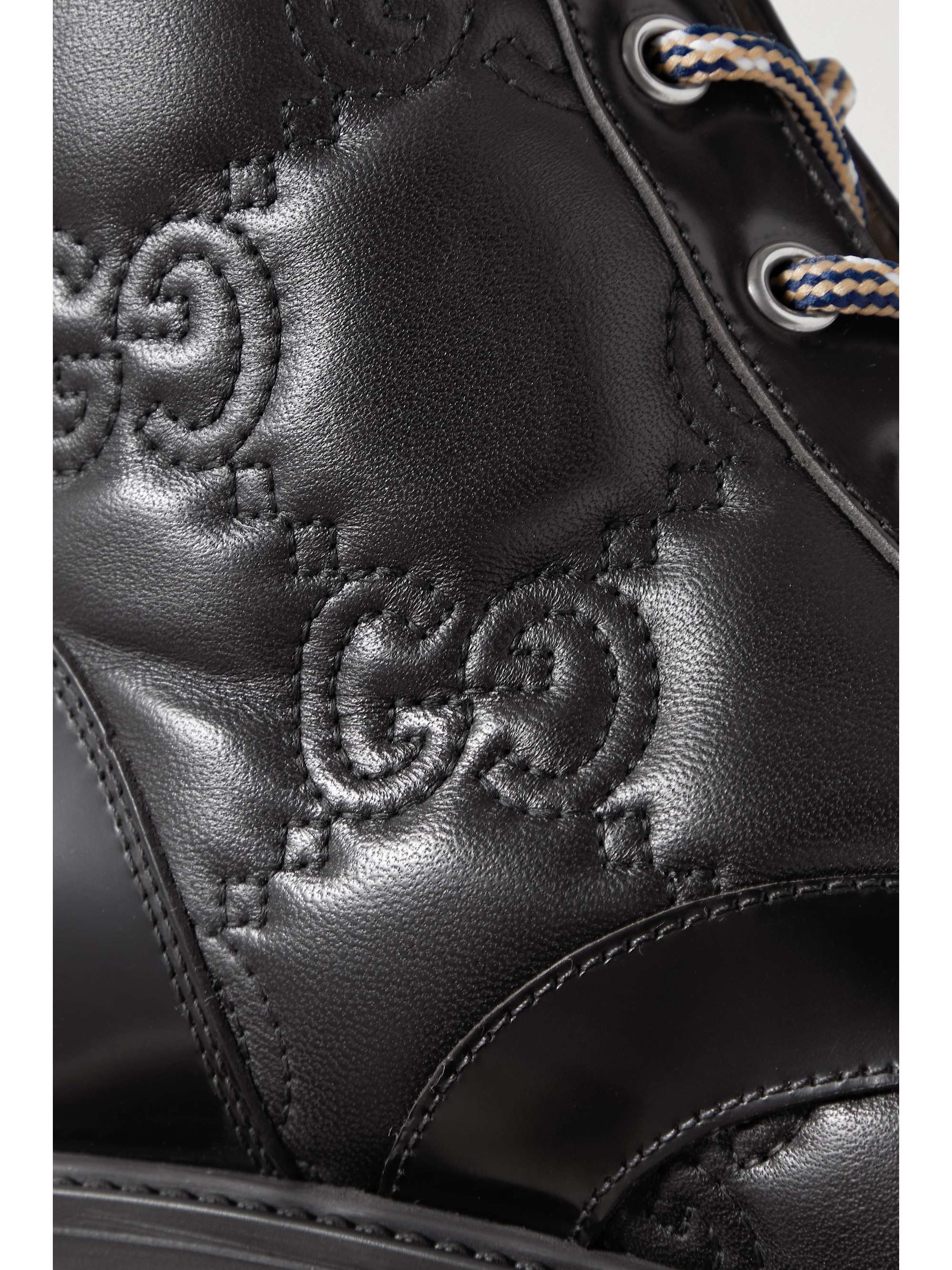 GUCCI Quilted lace-up leather ankle boots | NET-A-PORTER