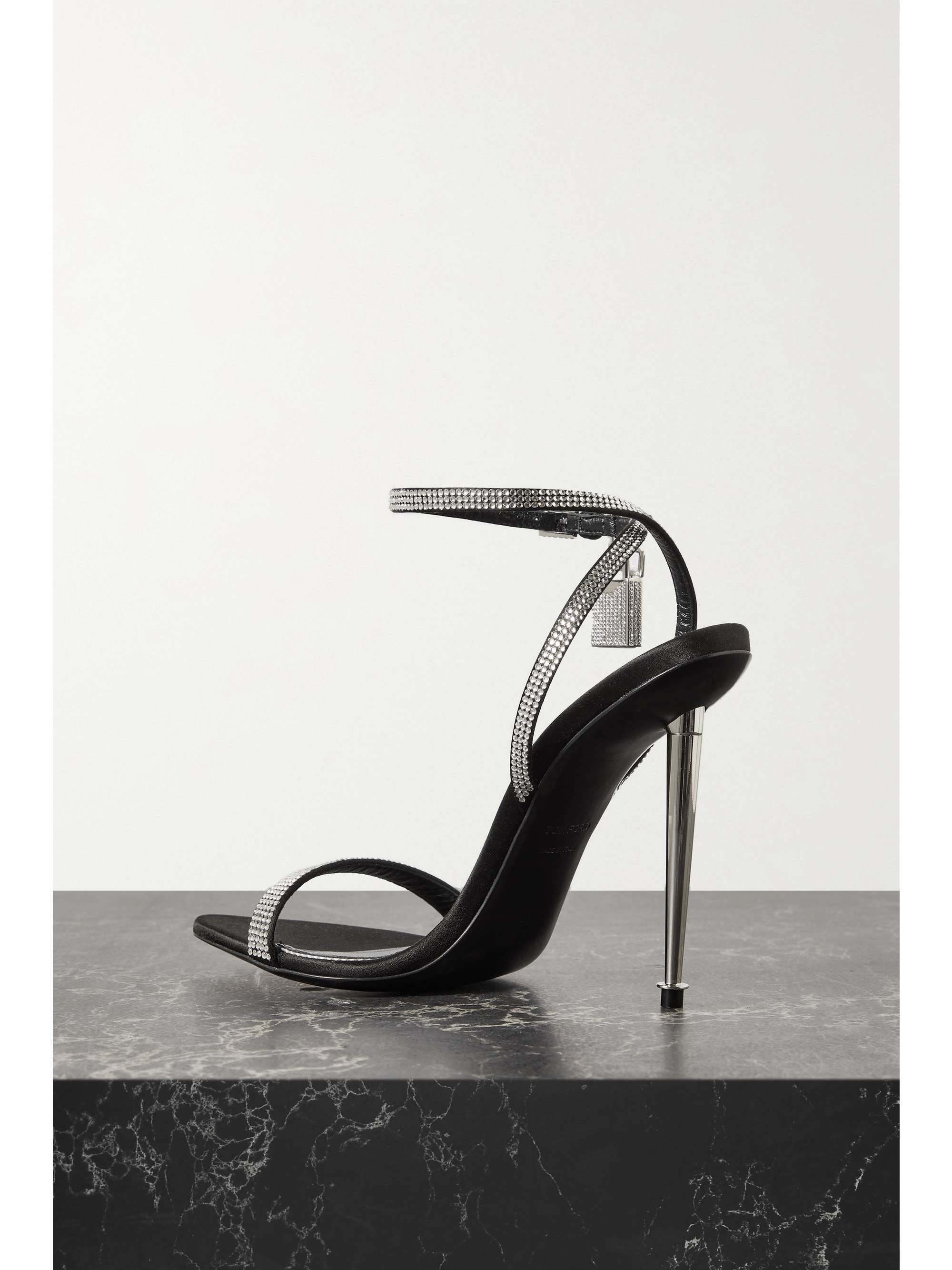TOM FORD Padlock crystal-embellished leather sandals