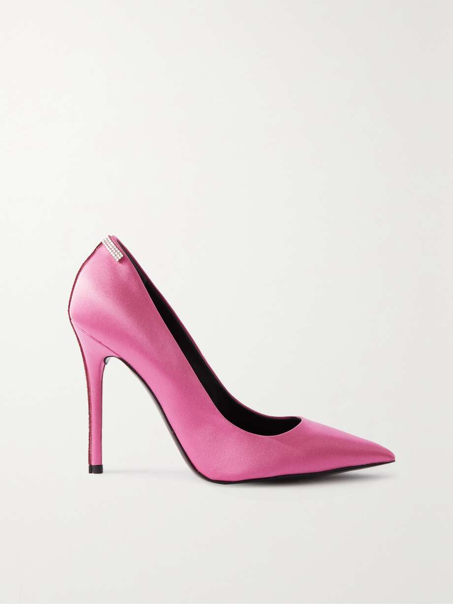 net-a-porter.com | Iconic T crystal-embellished satin pumps