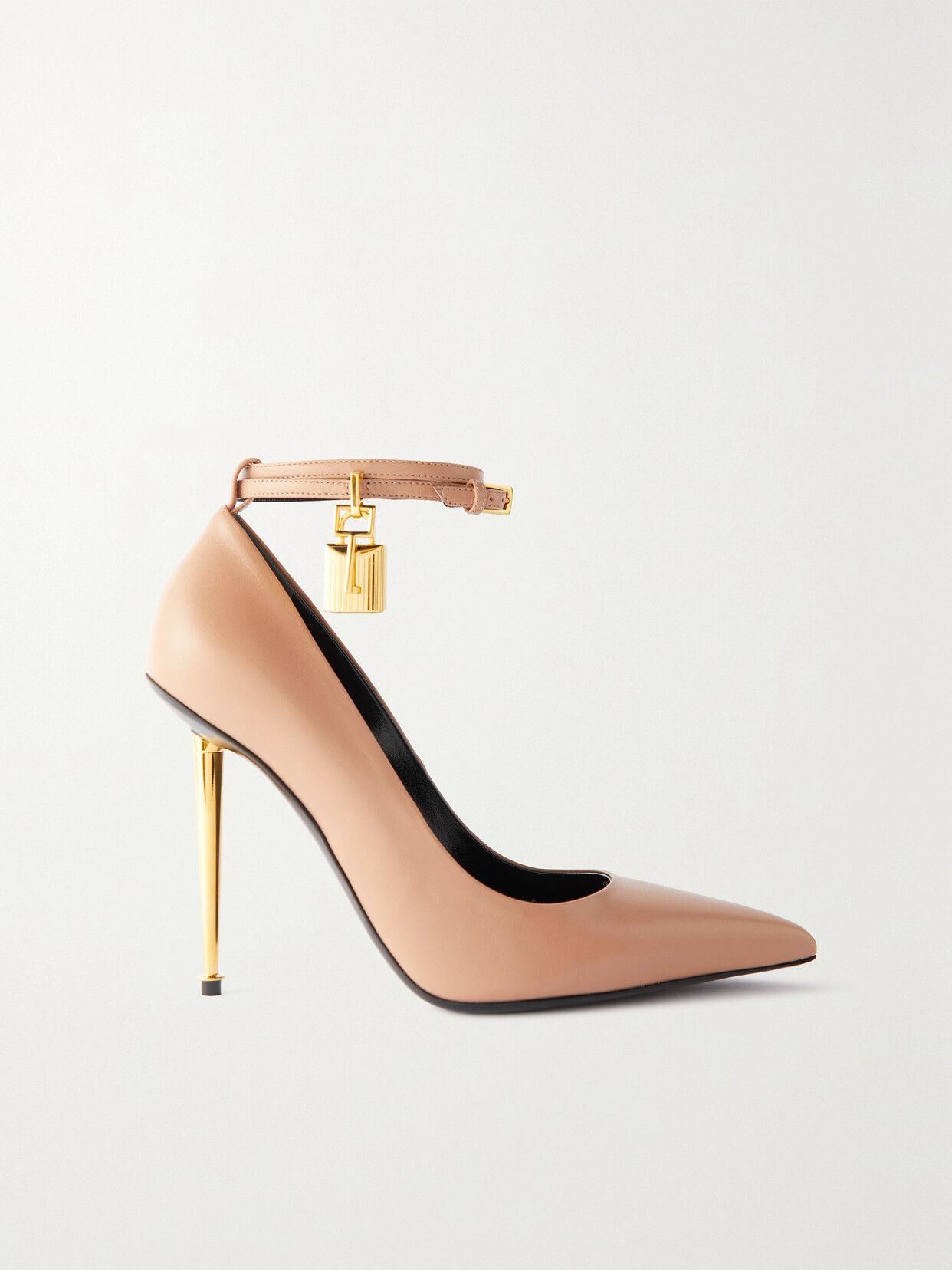 Shop Tom Ford Padlock Embellished Leather Pumps In Neutrals