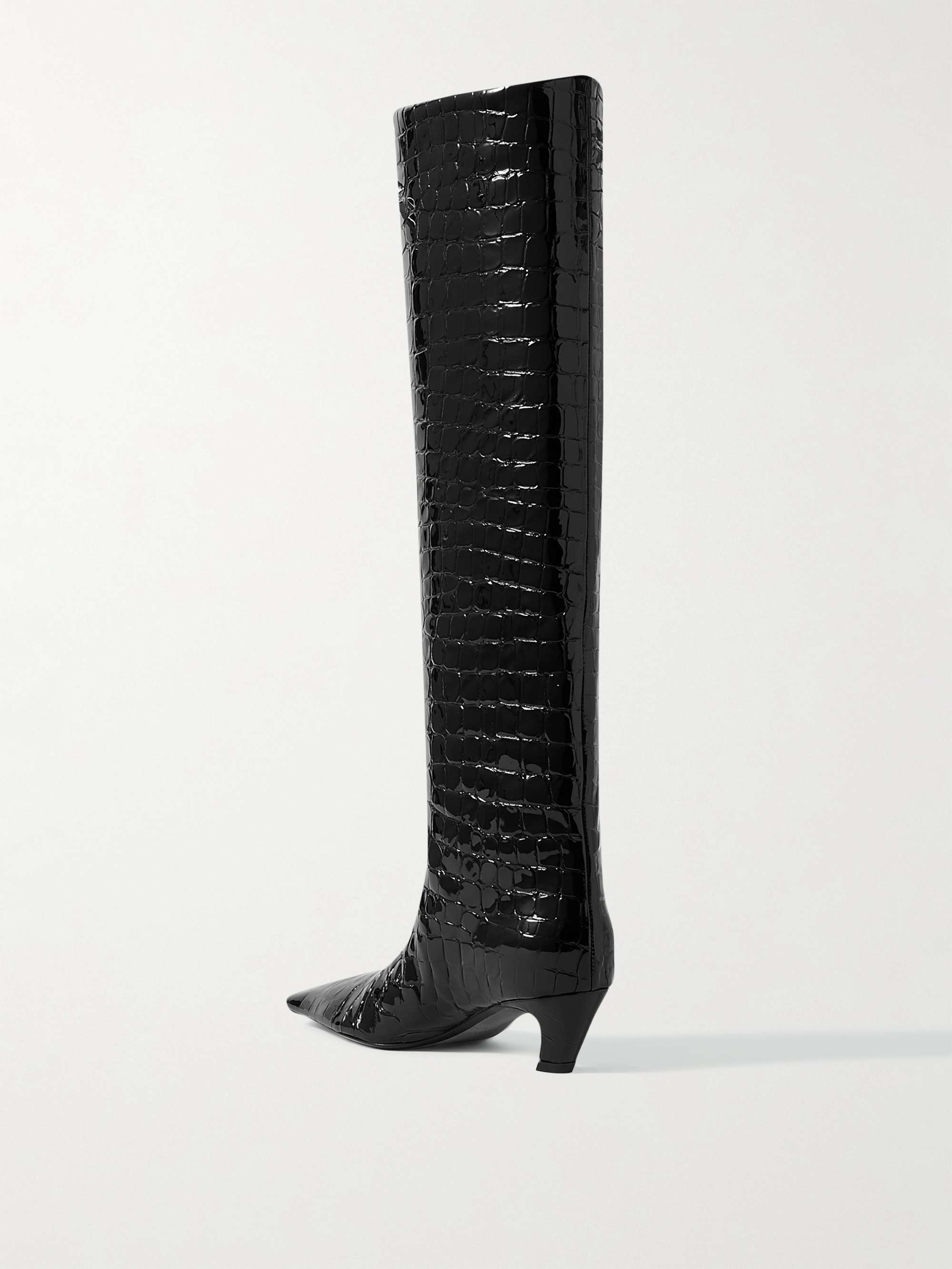 KHAITE Davis kniehohe Stiefel aus Leder mit Krokodileffekt