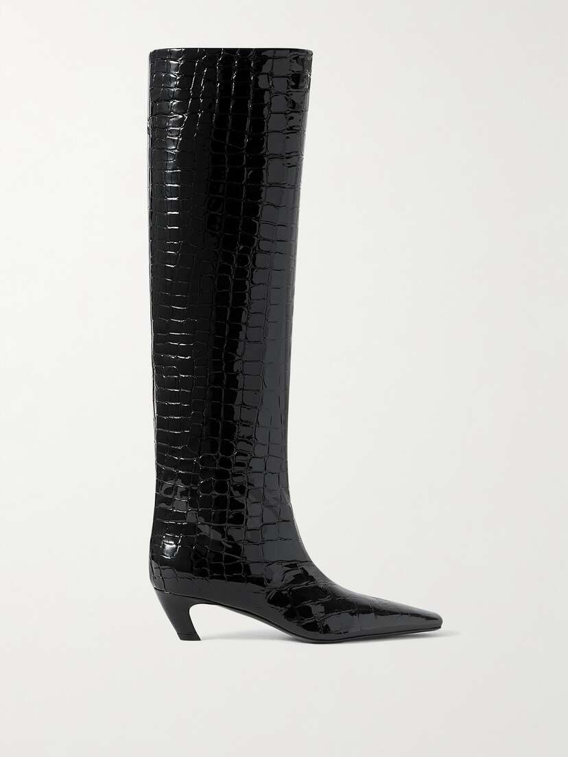 Khaite Davis Croc-effect Leather Knee-high Boots
