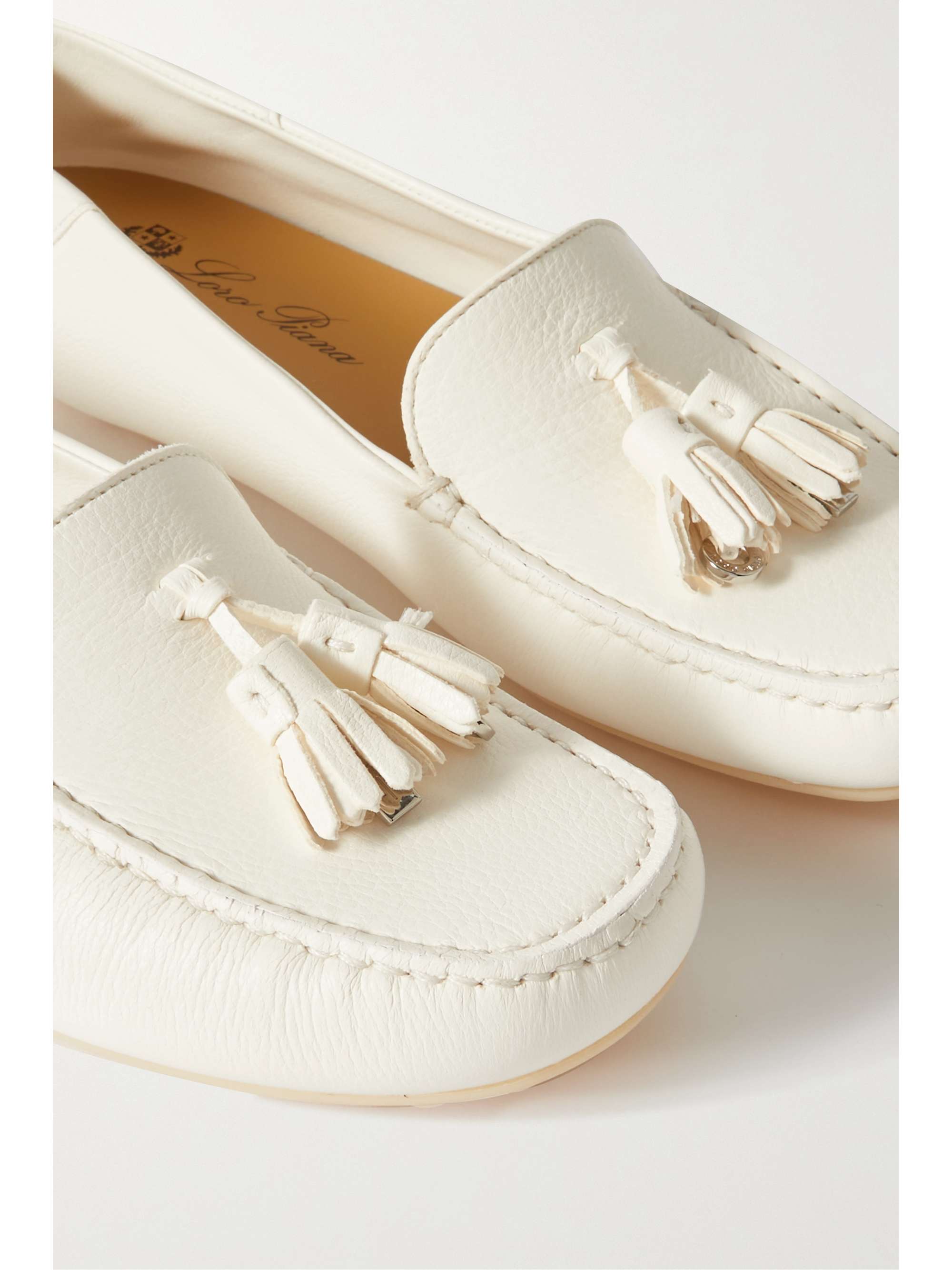 LORO PIANA Tasseled suede collapsible-heel loafers