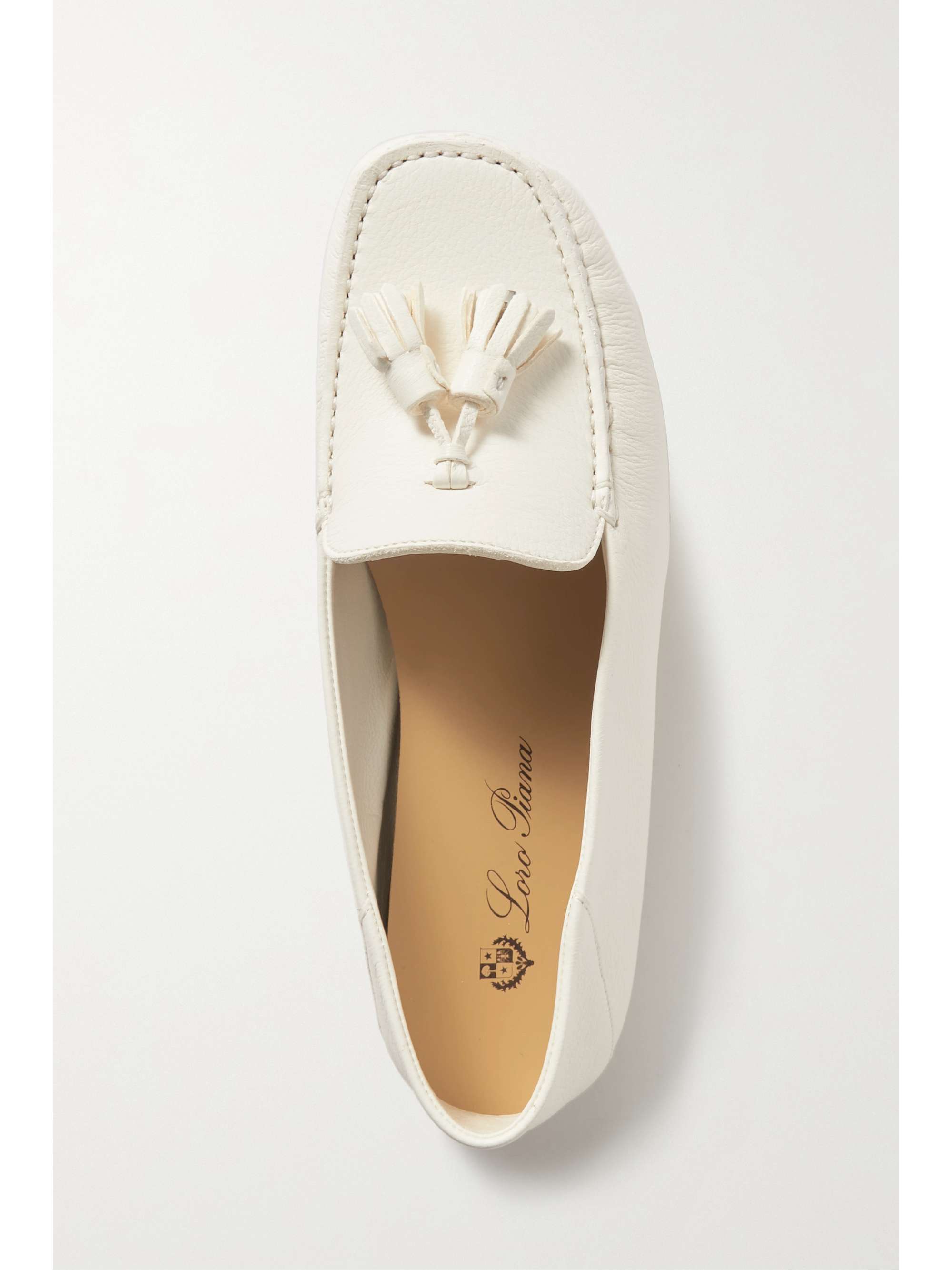 LORO PIANA Tasseled textured-leather collapsible-heel LORO PIANA Tasseled textured-leather collapsible-heel