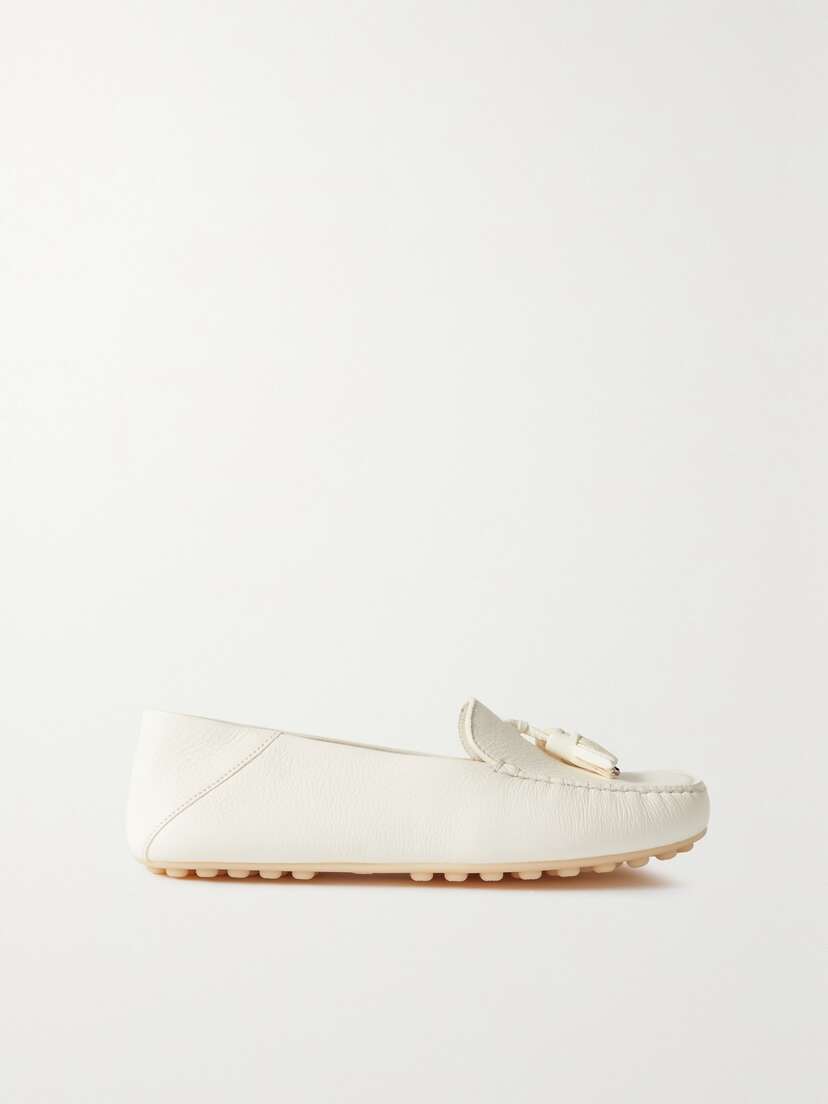 Loro Piana Tasseled Textured-leather Collapsible-heel Loafers