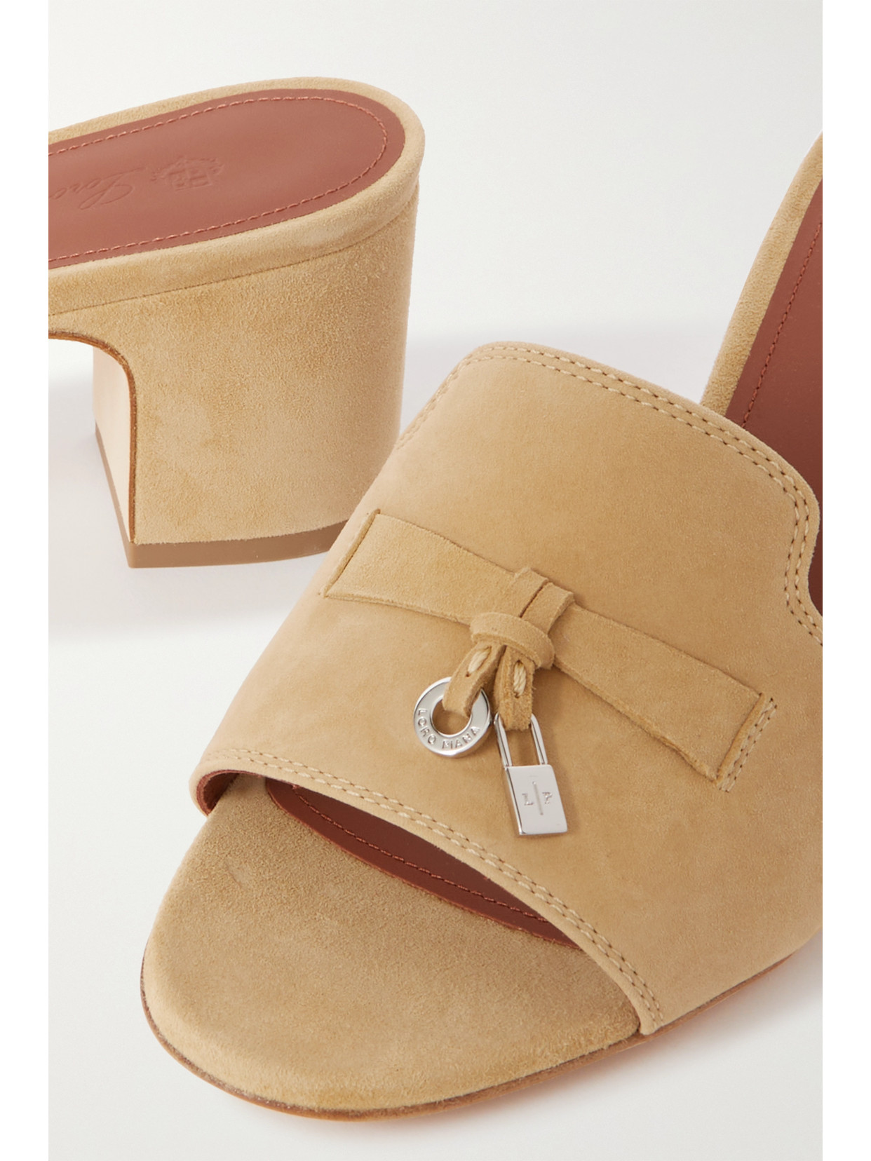 Shop Loro Piana Summer Charms Embellished Suede Mules In Neutrals