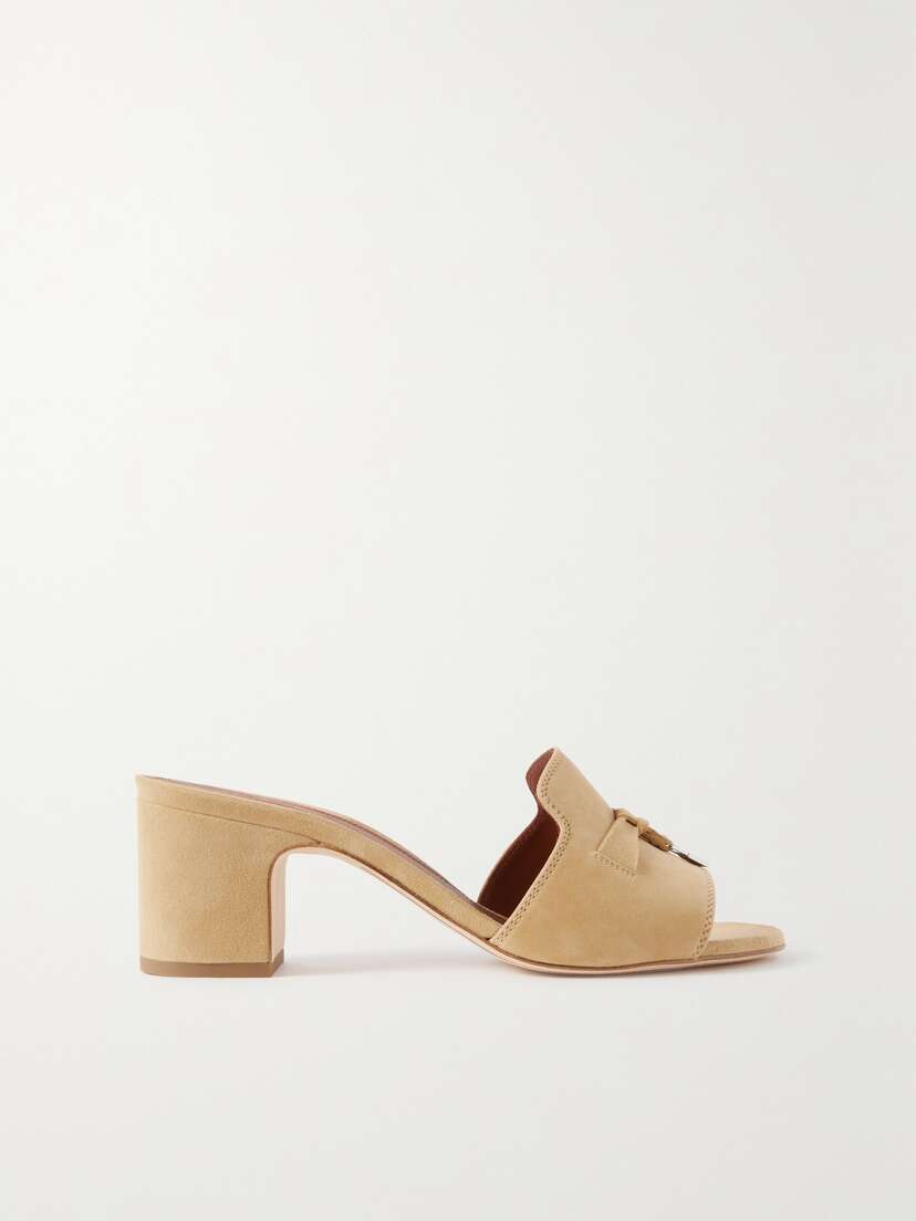 Loro Piana Summer Charms Embellished Suede Mules
