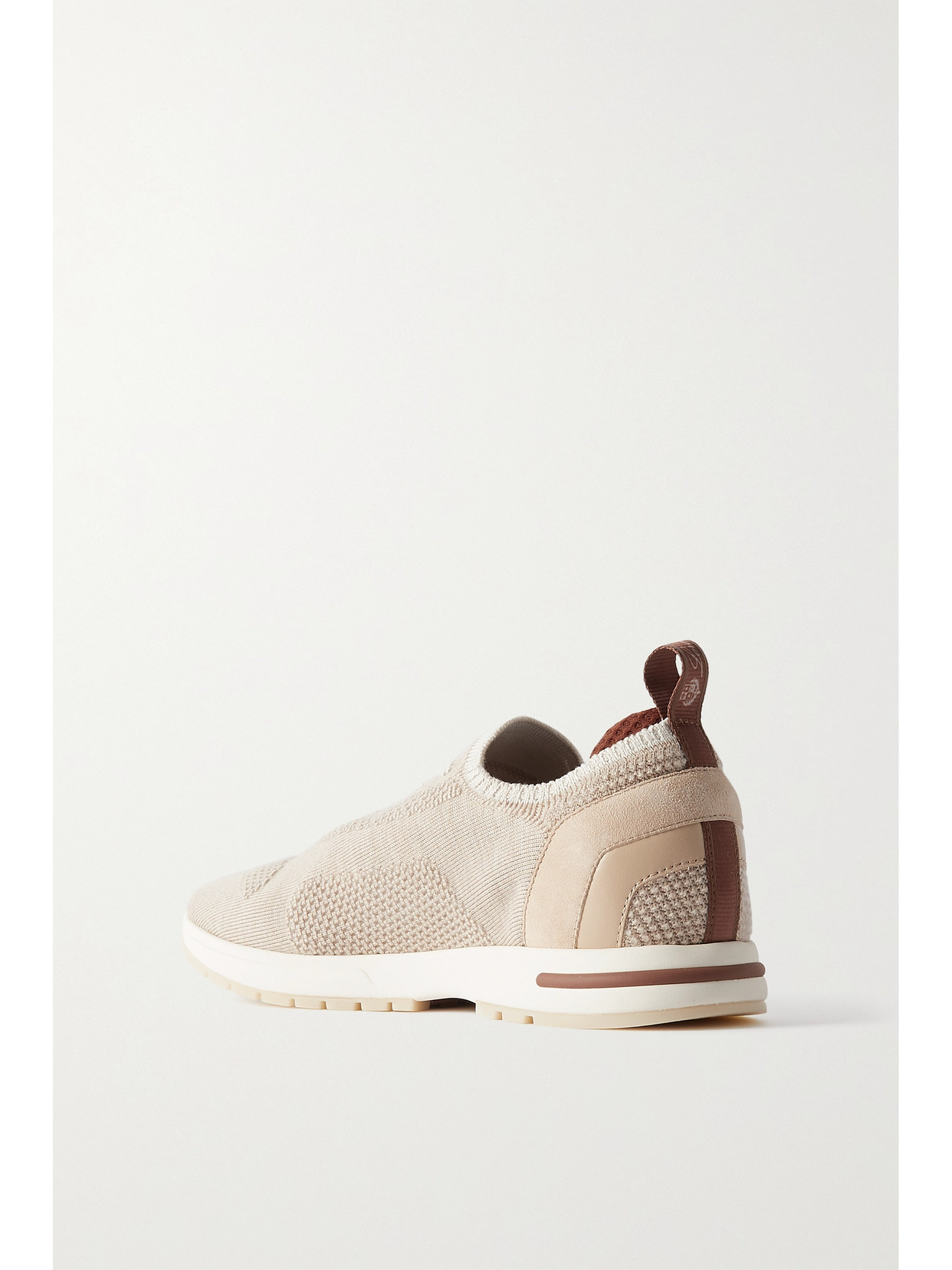 Shop Loro Piana Flexy Leather-trimmed Wool-blend Sneakers In Neutrals