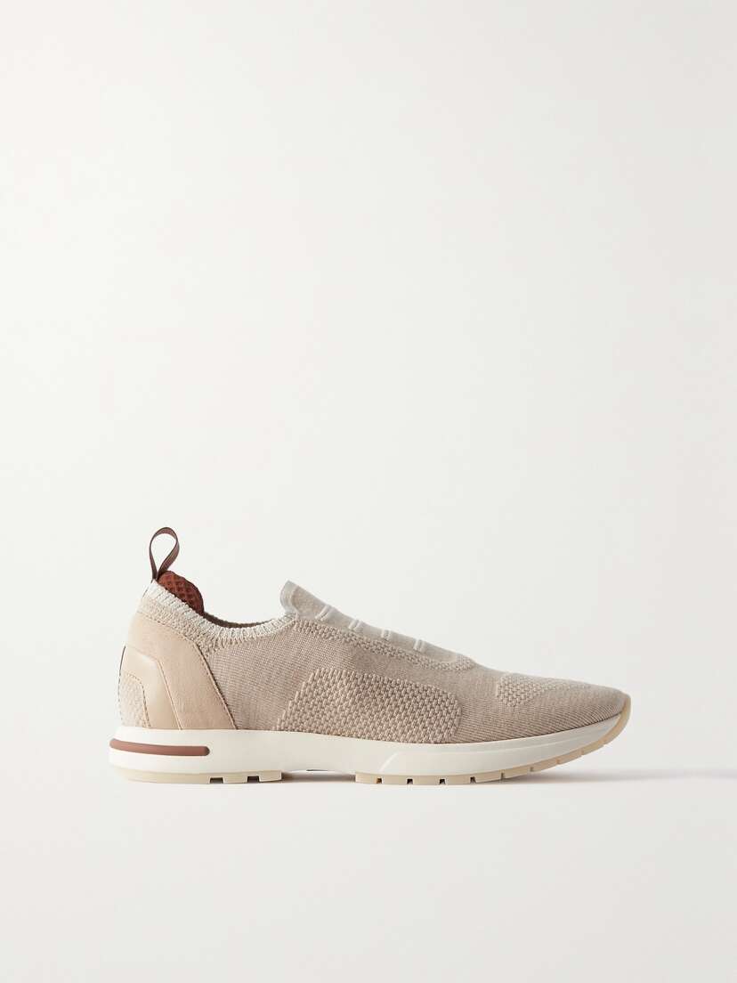 Loro Piana Flexy Leather-trimmed Wool-blend Sneakers