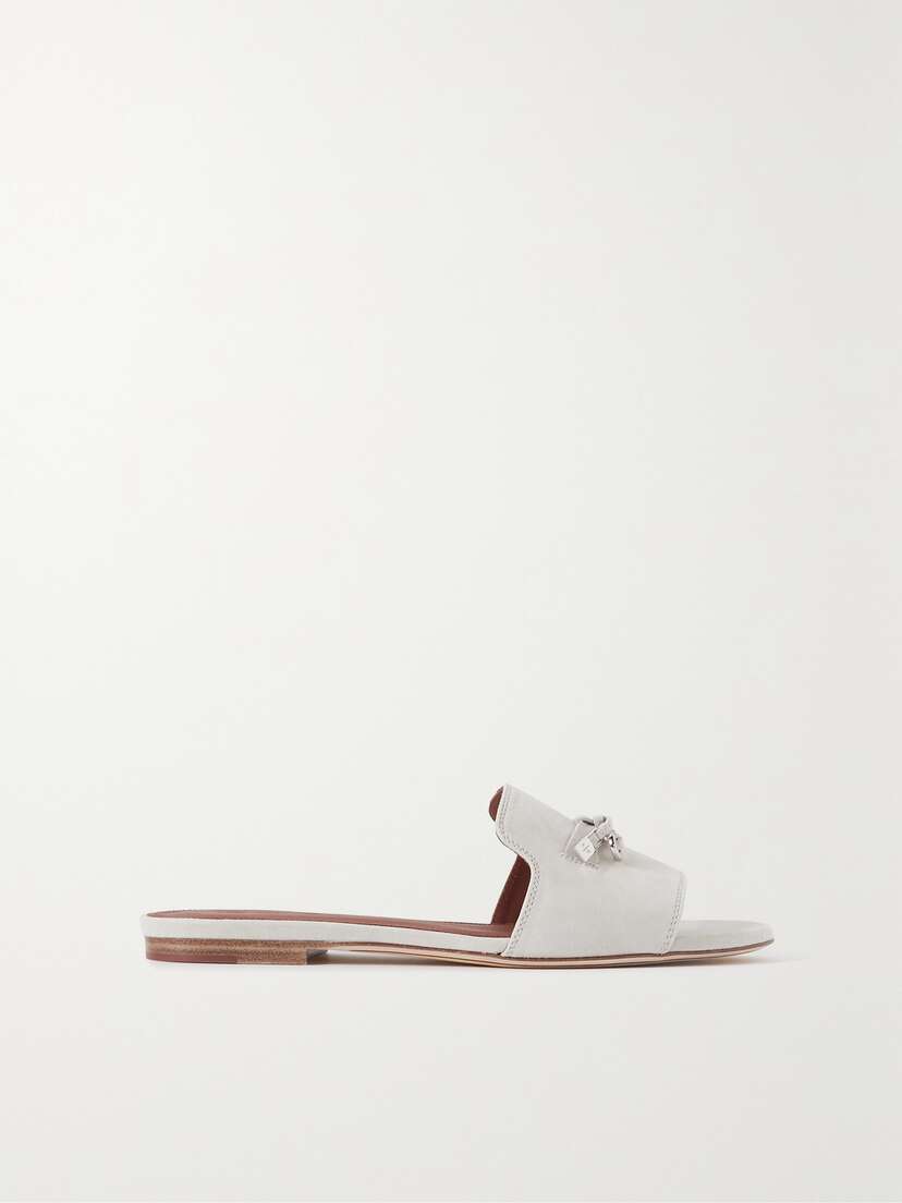 Loro Piana Summer Charms Suede Slides