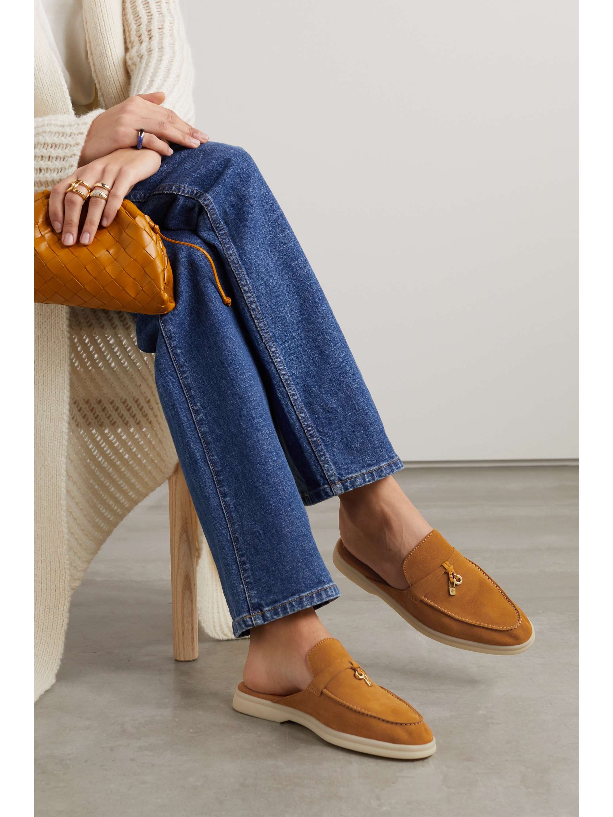 LORO PIANA Babouche Charms Walk suede slippers | NET-A-PORTER