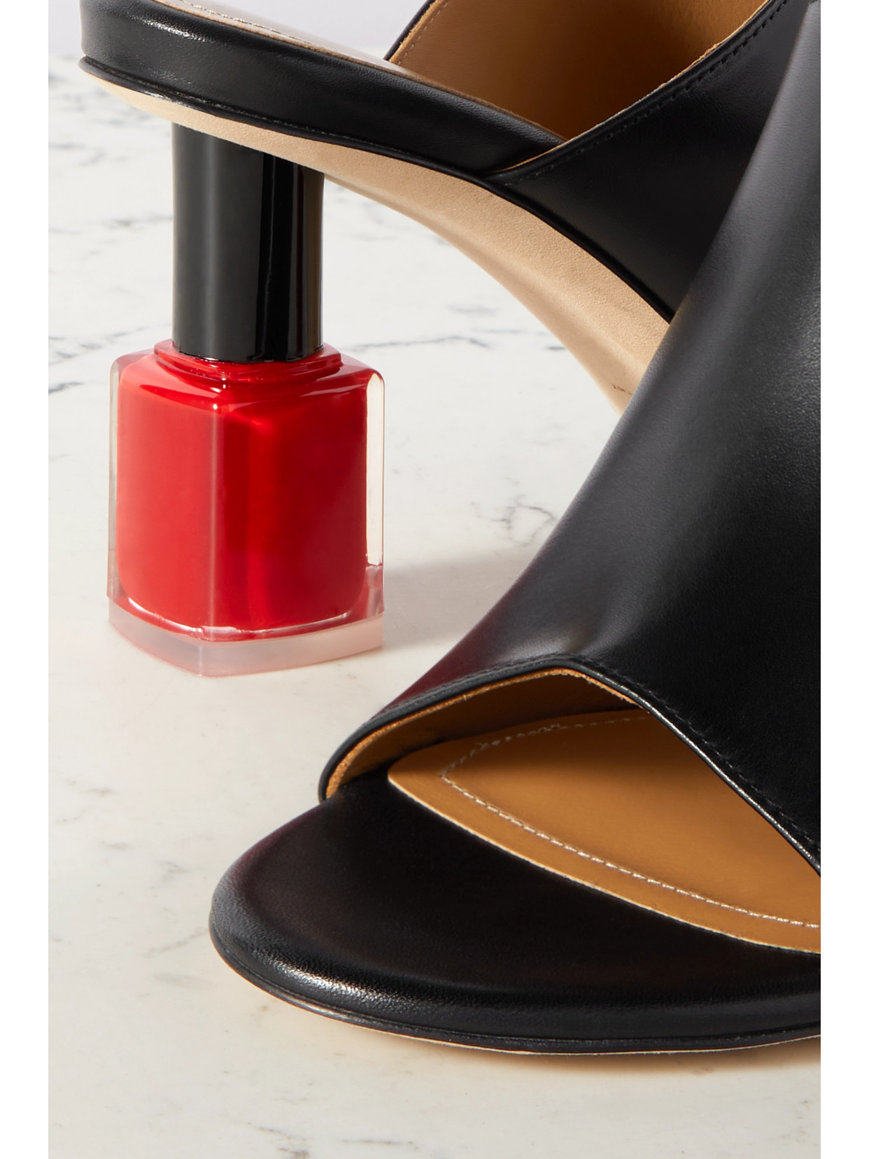 Shop Loewe Nail Polish Leather Mules In Black