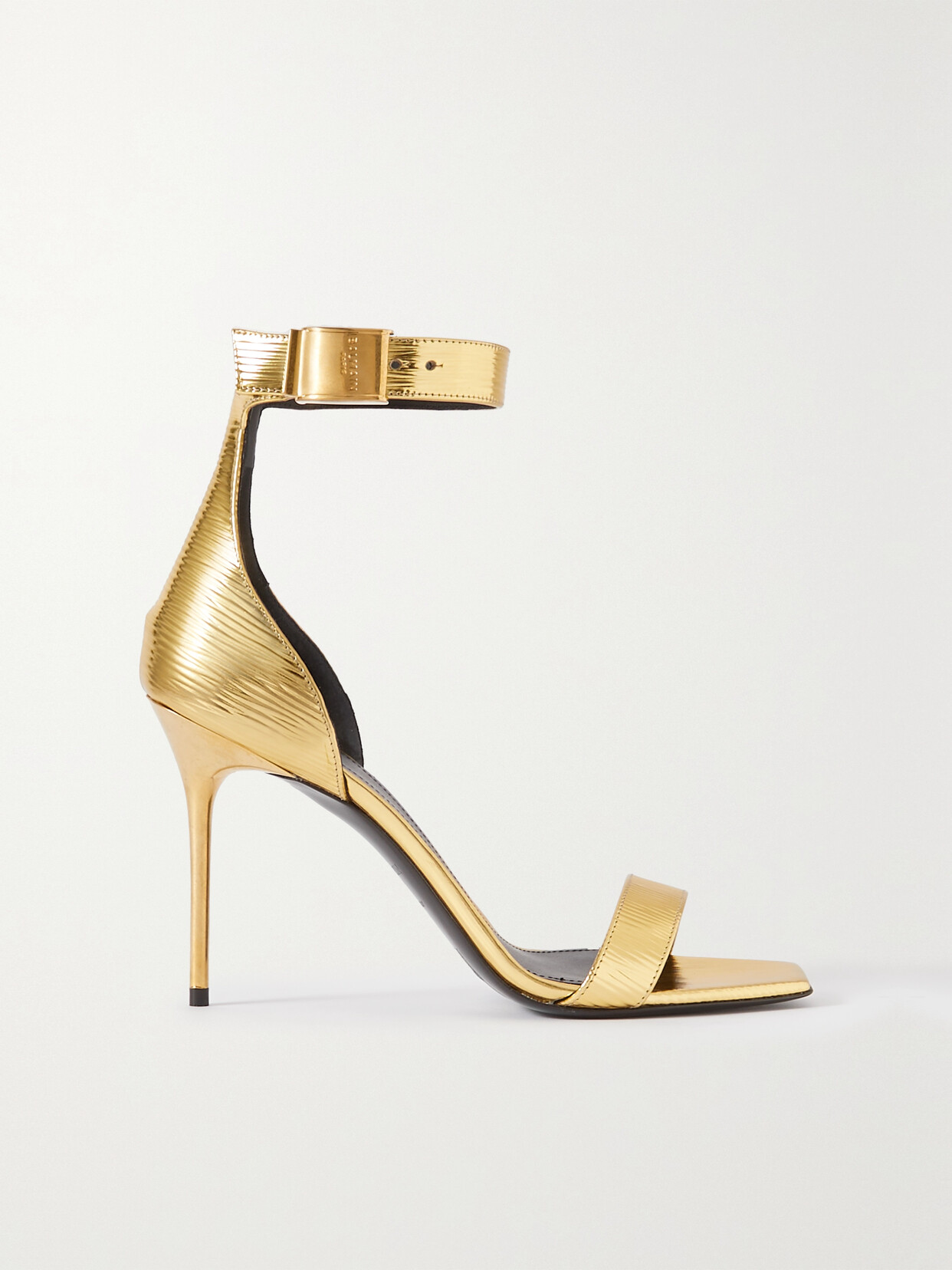 Balmain - Uma Metallic Textured-leather Sandals - Gold