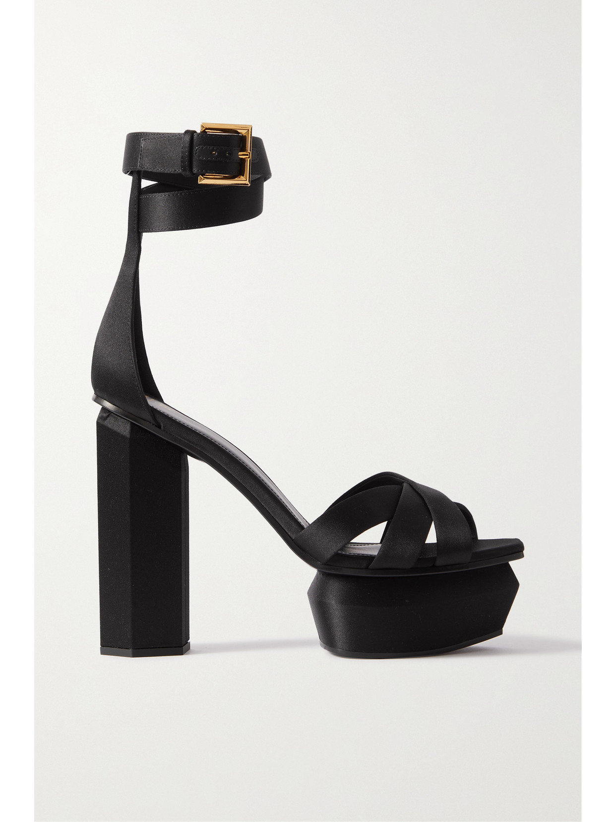 Balmain - Ava Satin Platform Sandals - Black