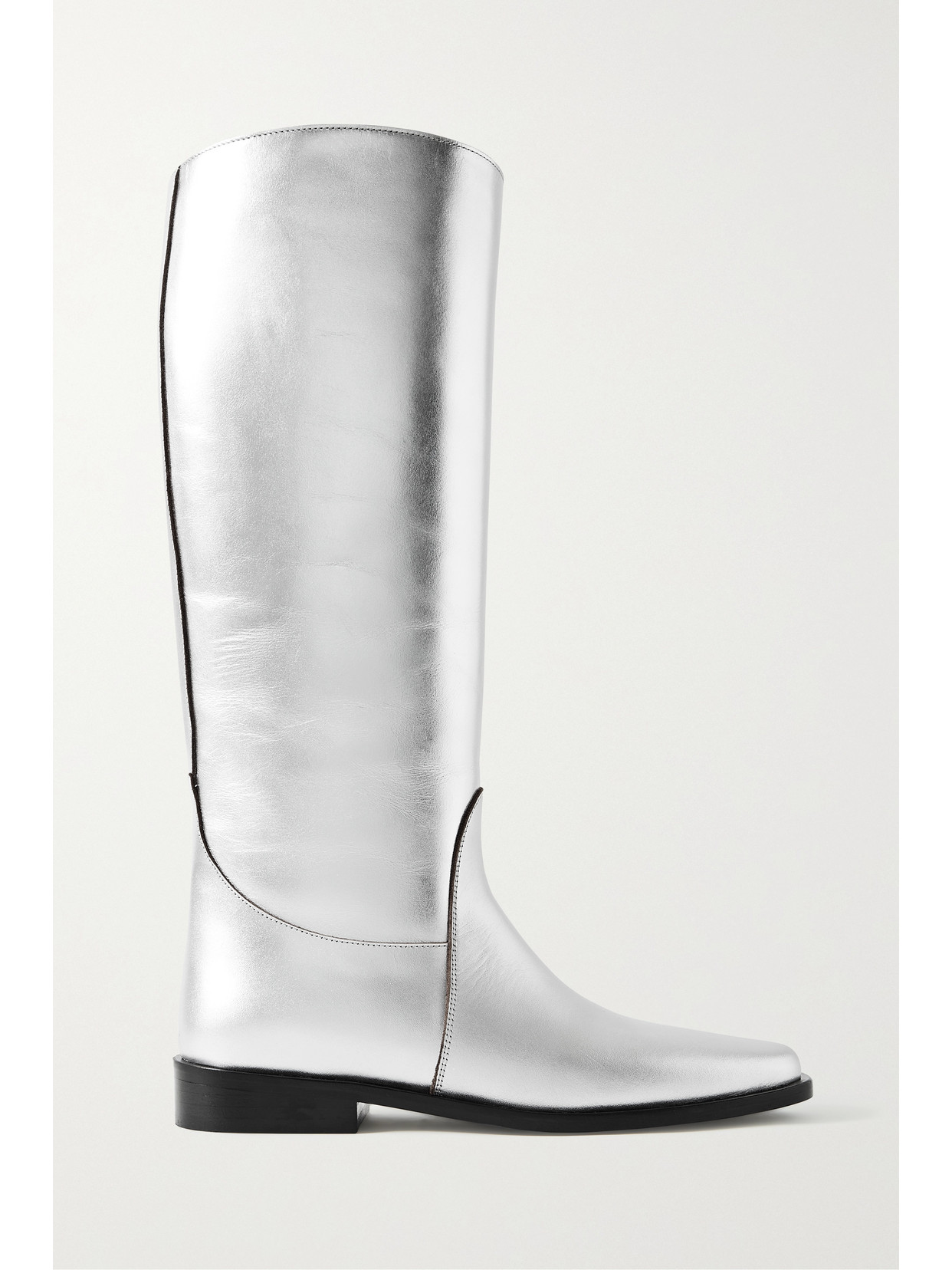 Khaite - Wooster Metallic Leather Knee Boots - Silver