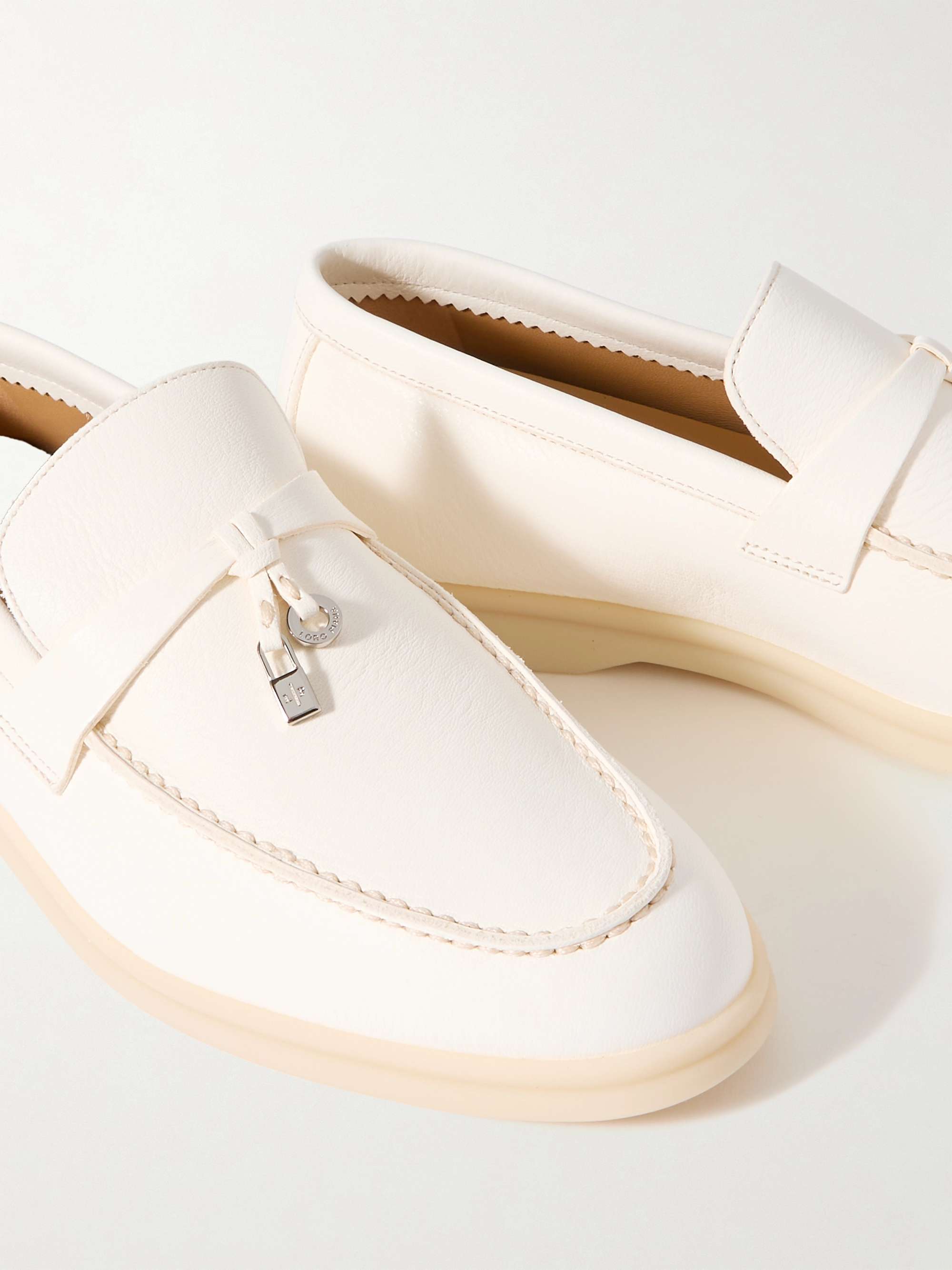 LORO PIANA Summer Charms Walk embellished suede loafers